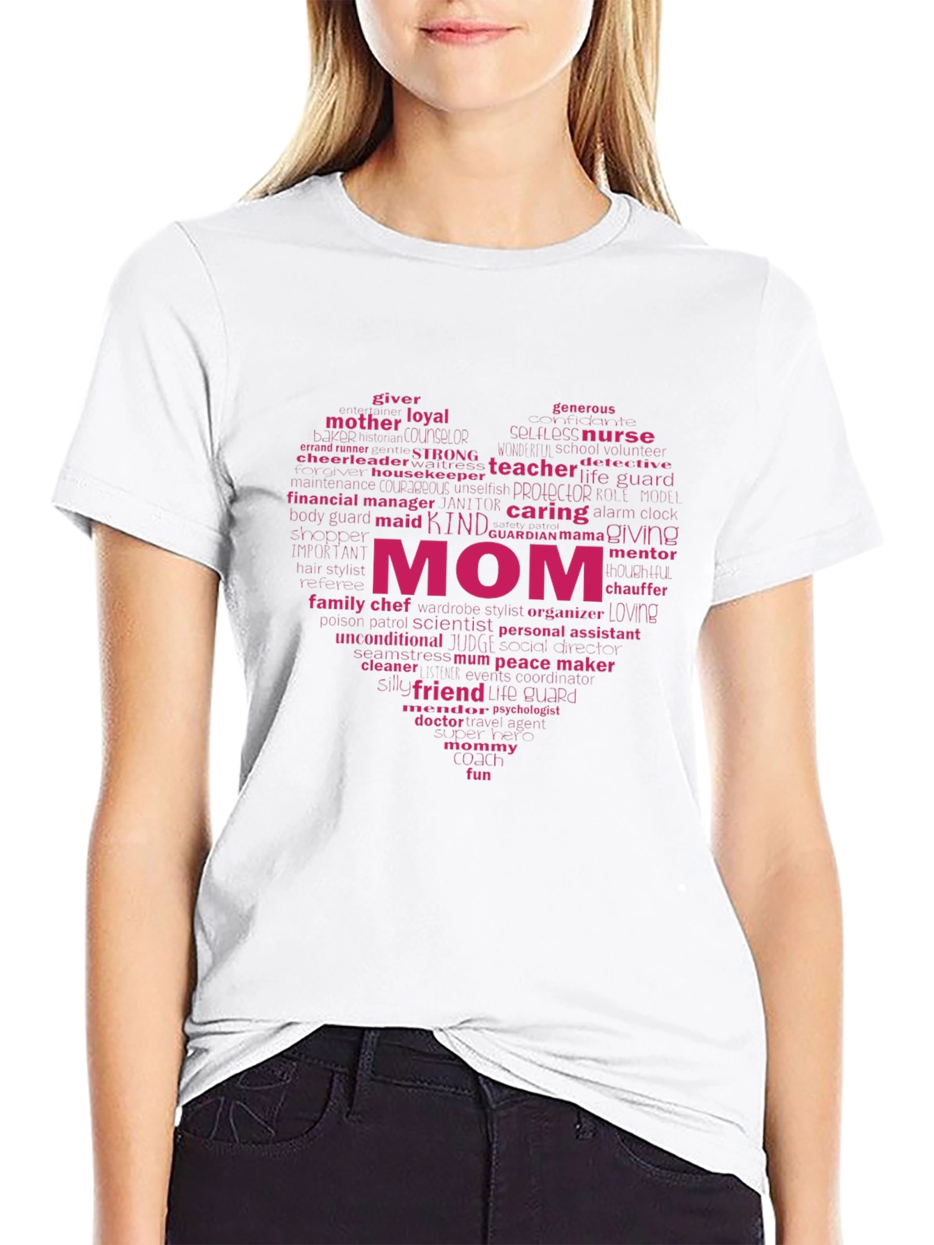 Mom Heart Word Art T-Shirt