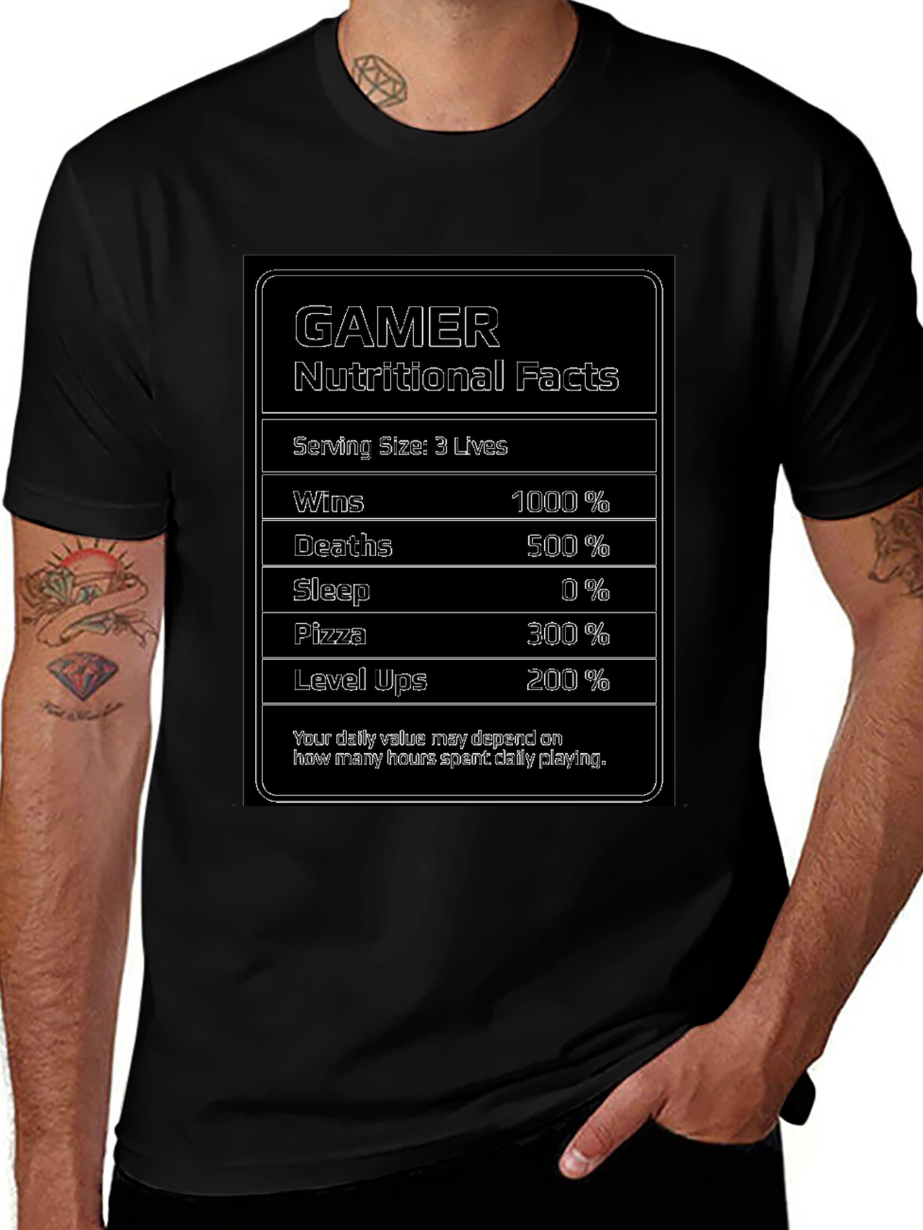 Gamer Nutritional Facts Funny T-Shirt