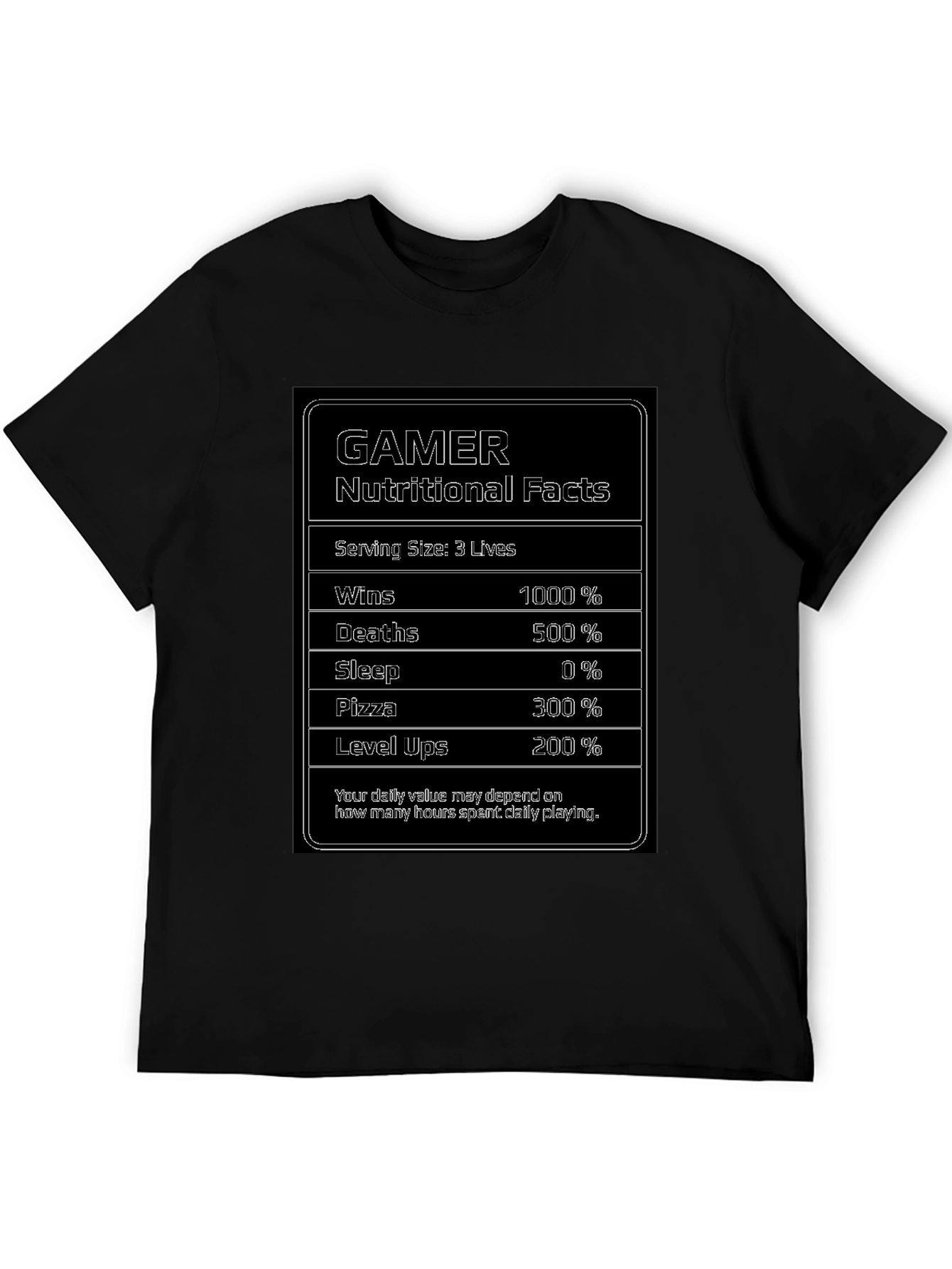 Gamer Nutritional Facts Funny T-Shirt
