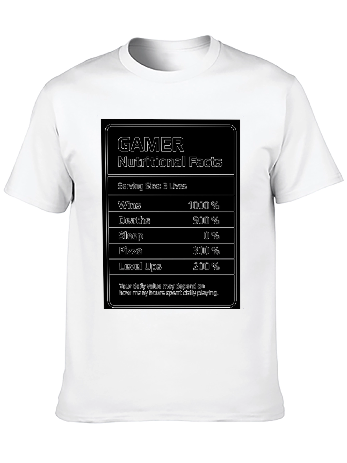 Gamer Nutritional Facts Funny T-Shirt
