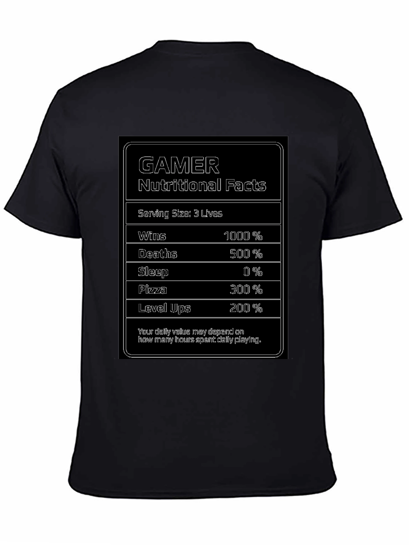 Gamer Nutritional Facts Funny T-Shirt