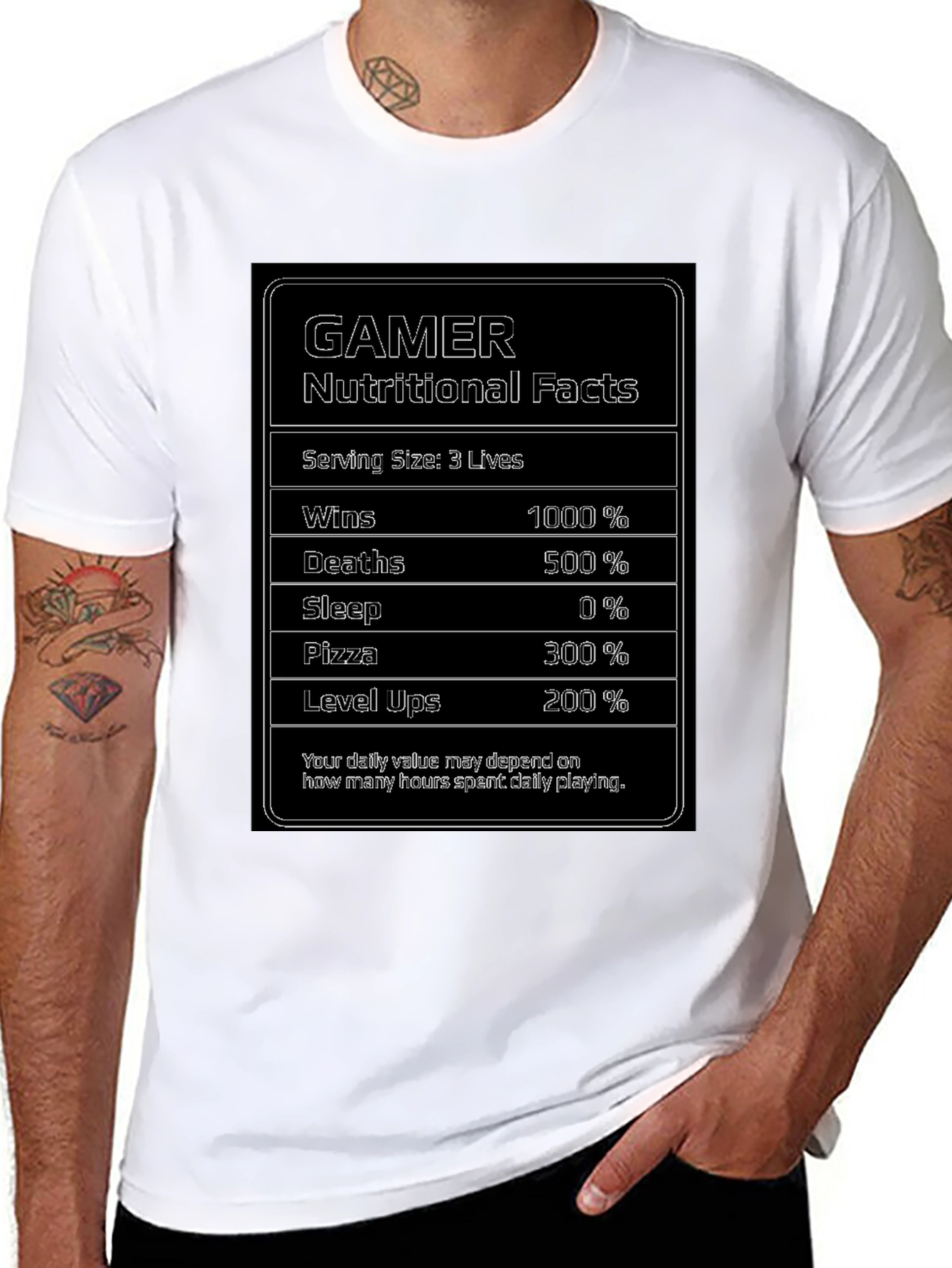 Gamer Nutritional Facts Funny T-Shirt