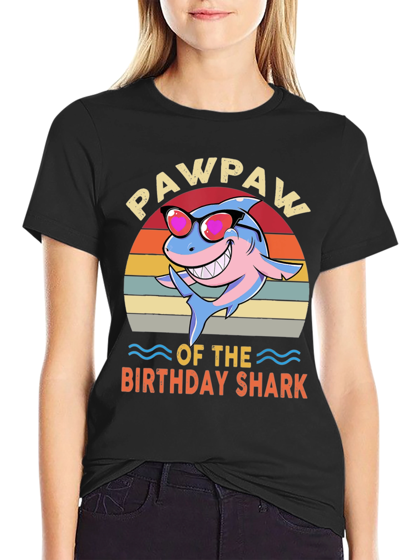 Pawpaw of the Birthday Shark Graphic Tee