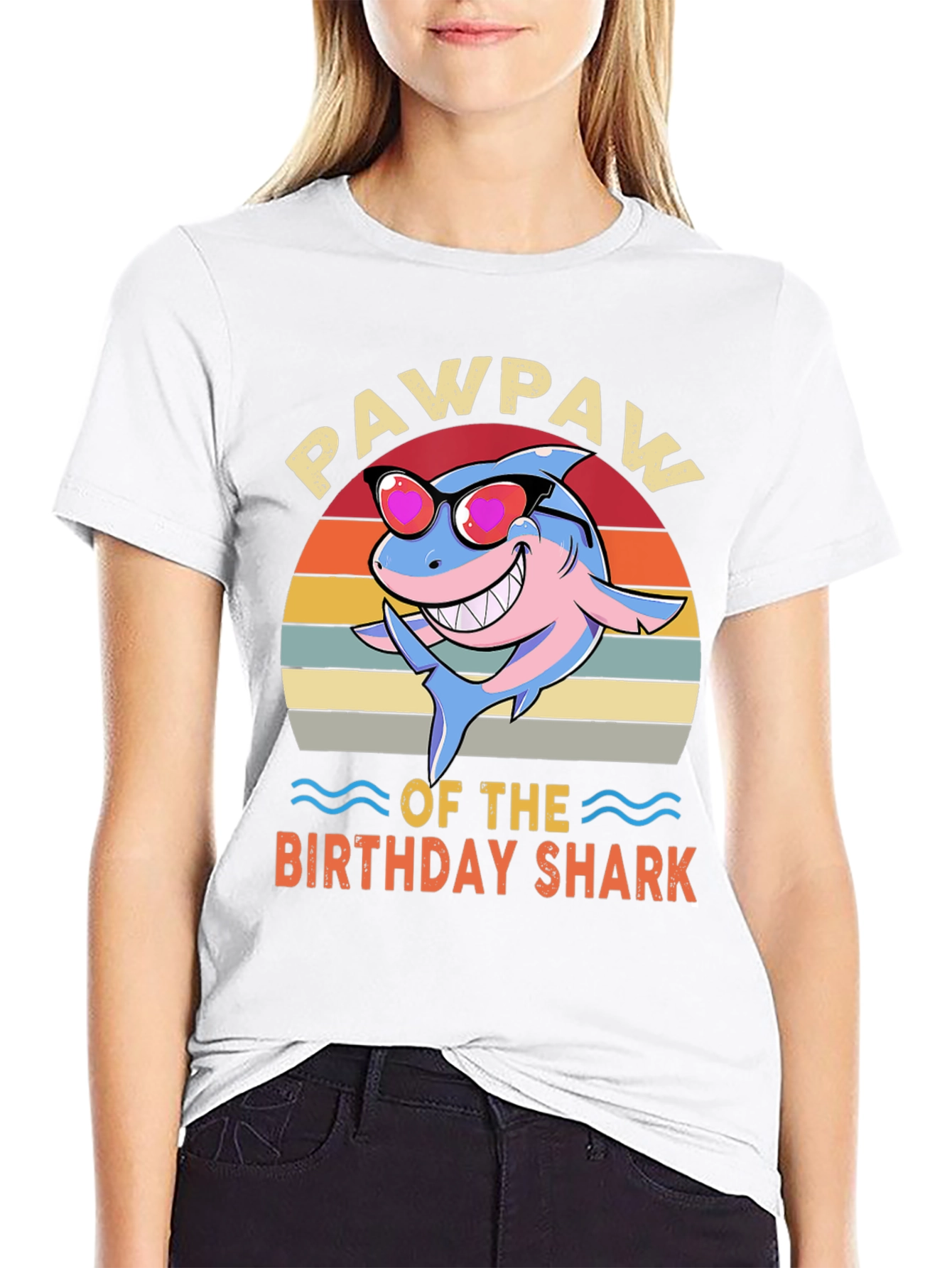 Pawpaw of the Birthday Shark Graphic Tee