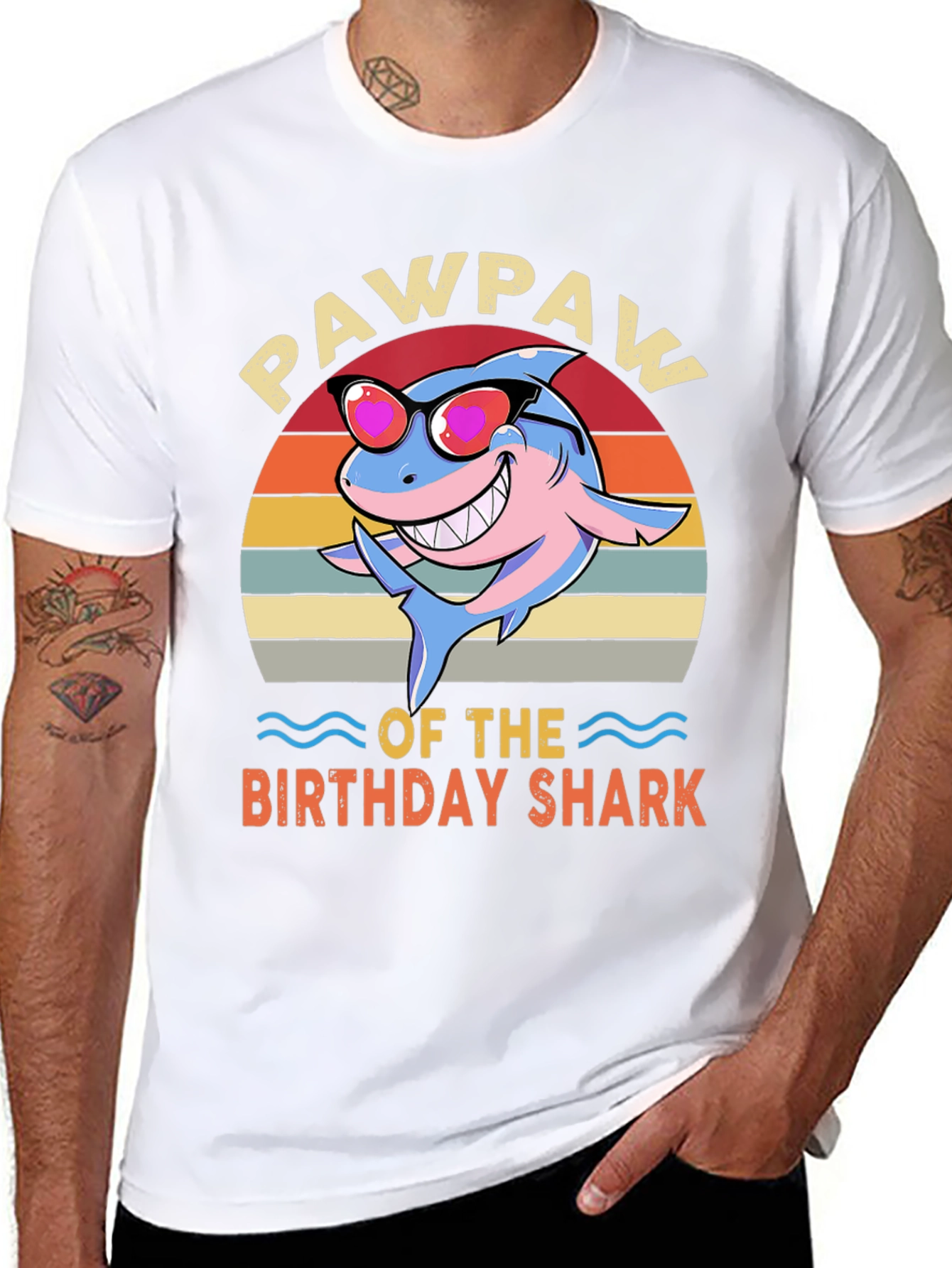 Pawpaw of the Birthday Shark Graphic Tee