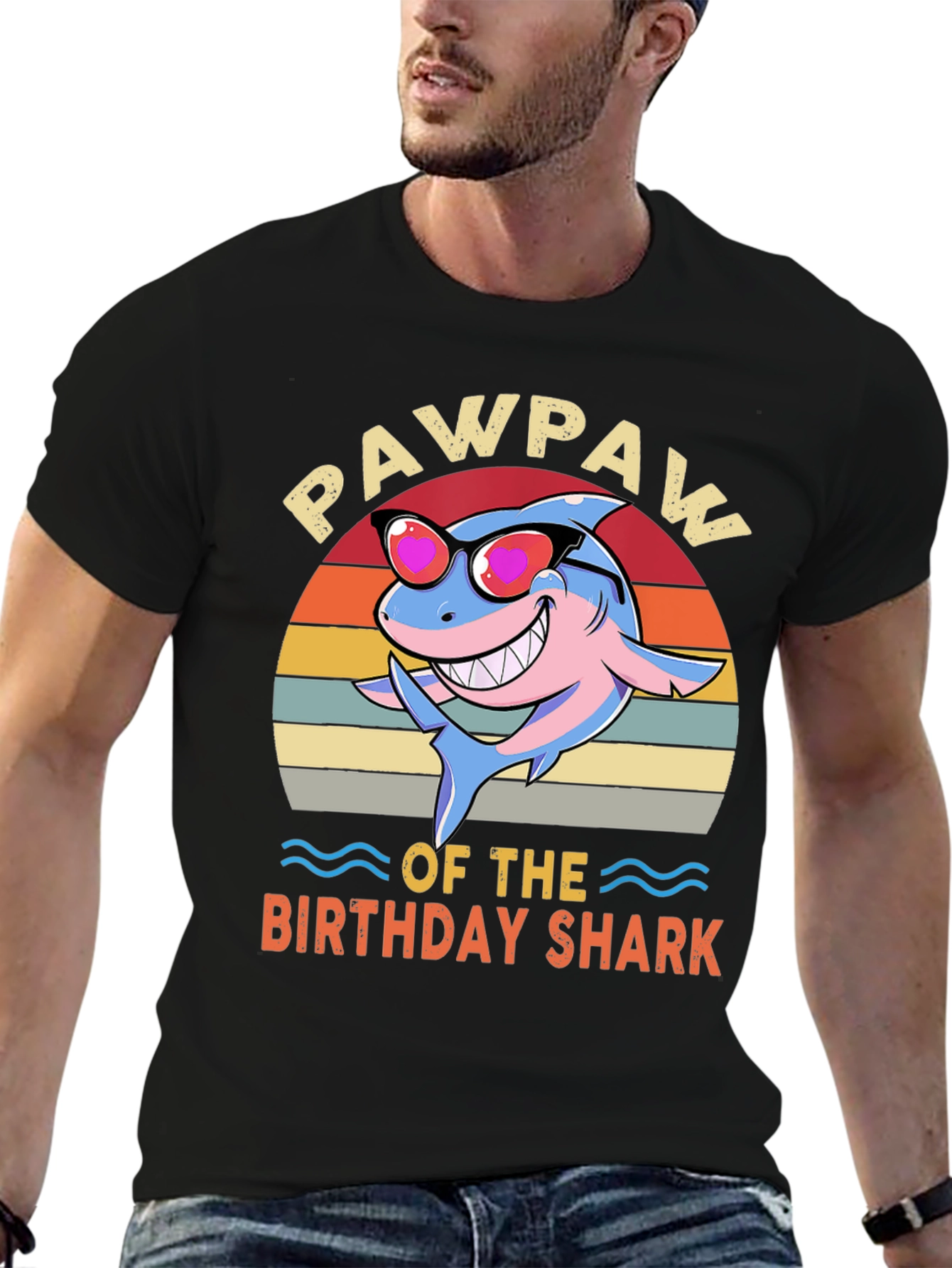 Pawpaw of the Birthday Shark Graphic Tee