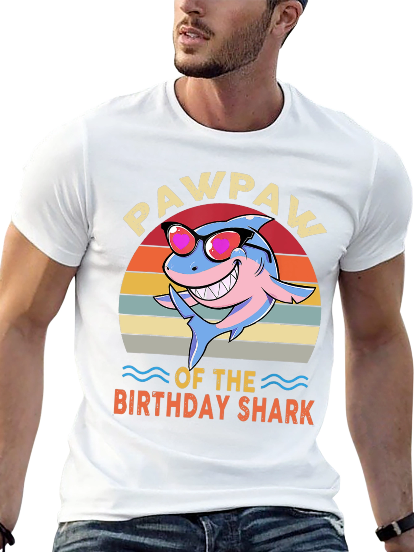 Pawpaw of the Birthday Shark Graphic Tee