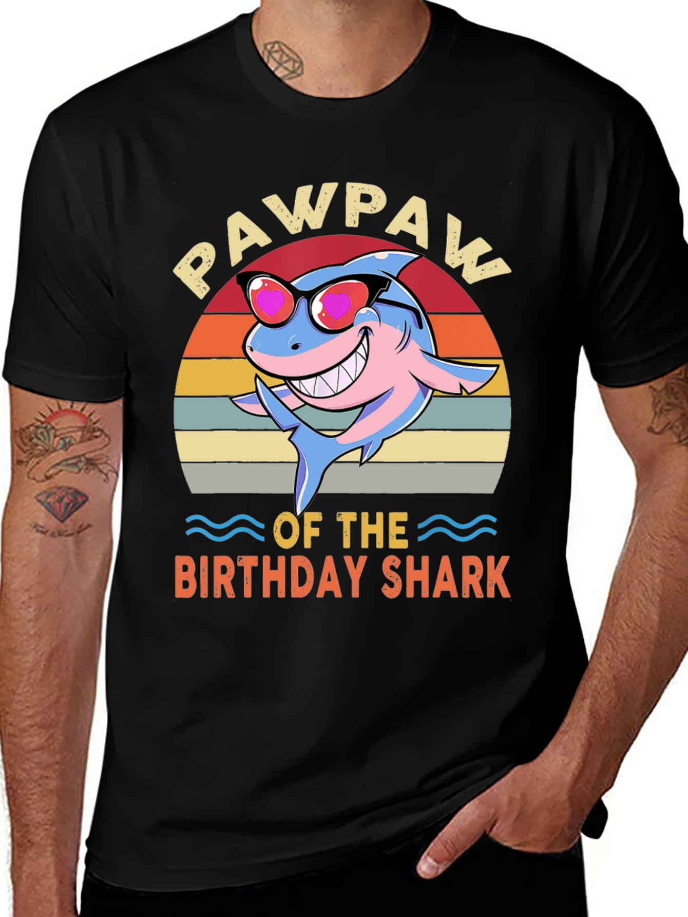 Pawpaw of the Birthday Shark Graphic Tee