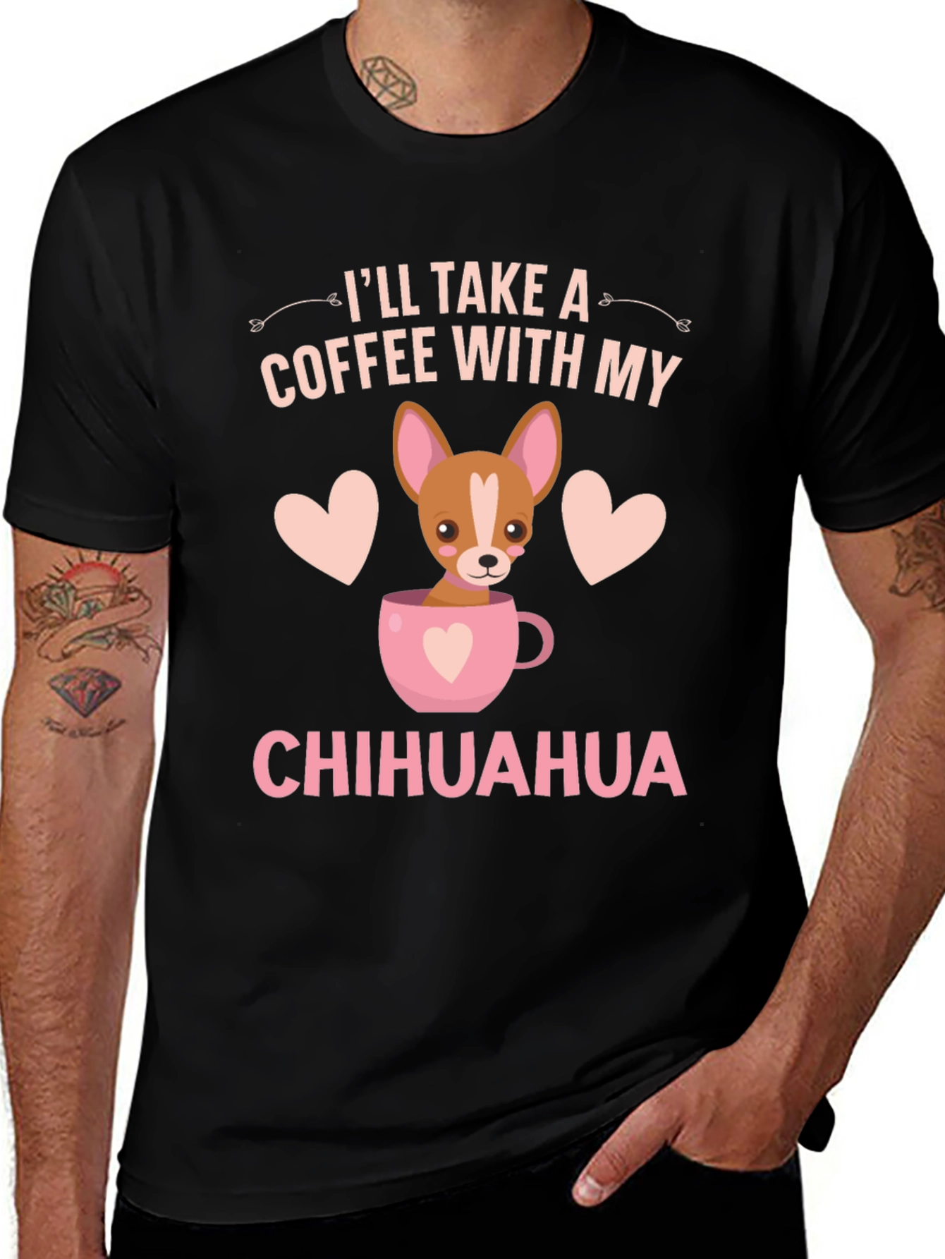 Chihuahua Coffee Lover T-Shirt – Cute Dog Lover Graphic Tee Gift