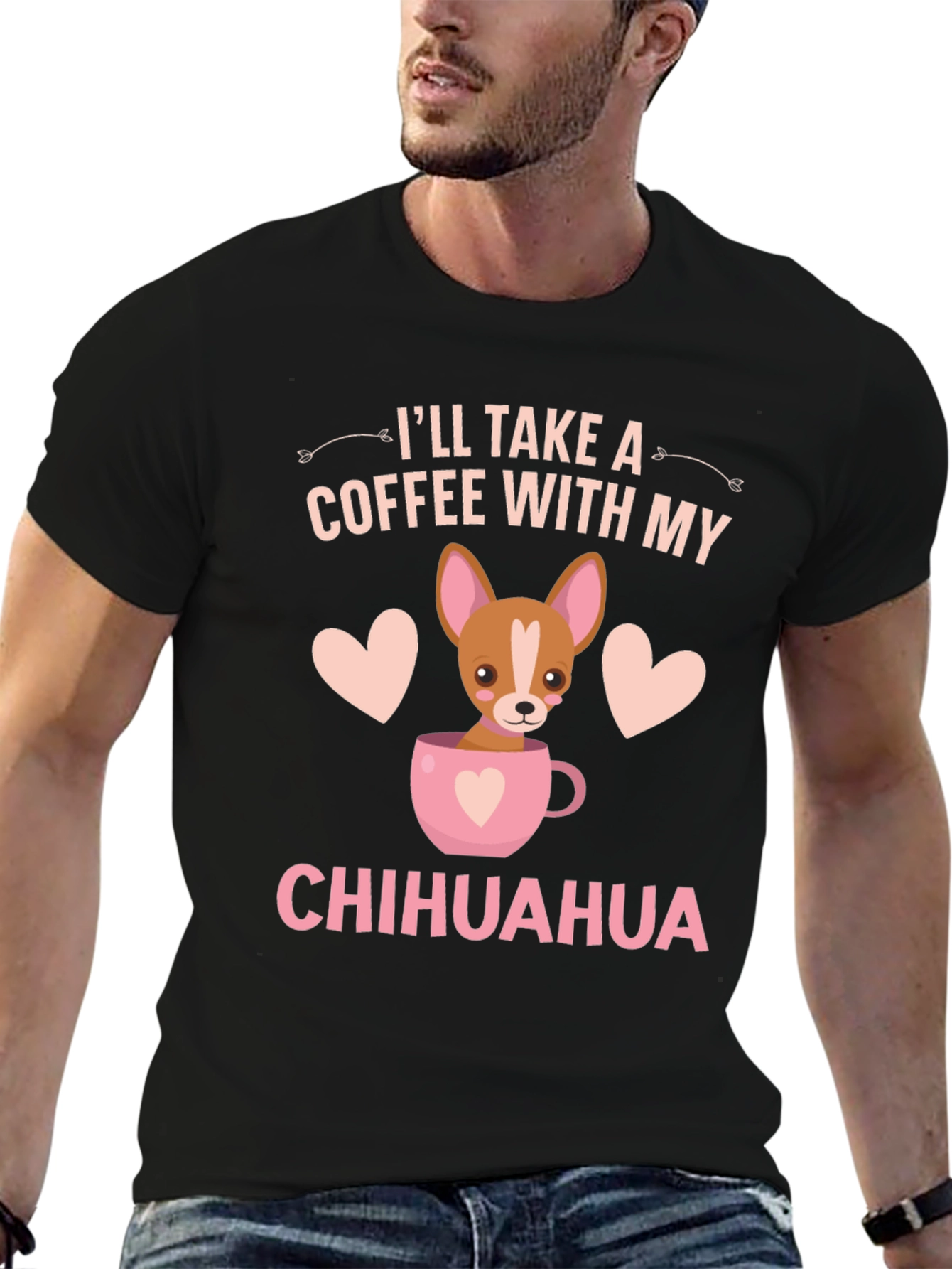 Chihuahua Coffee Lover T-Shirt – Cute Dog Lover Graphic Tee Gift