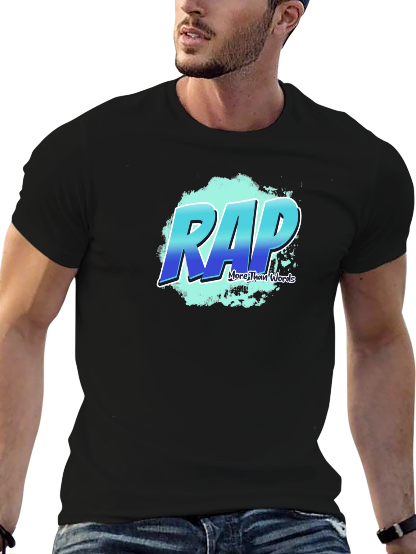RAP More Than Words Black Graphic T-Shirt