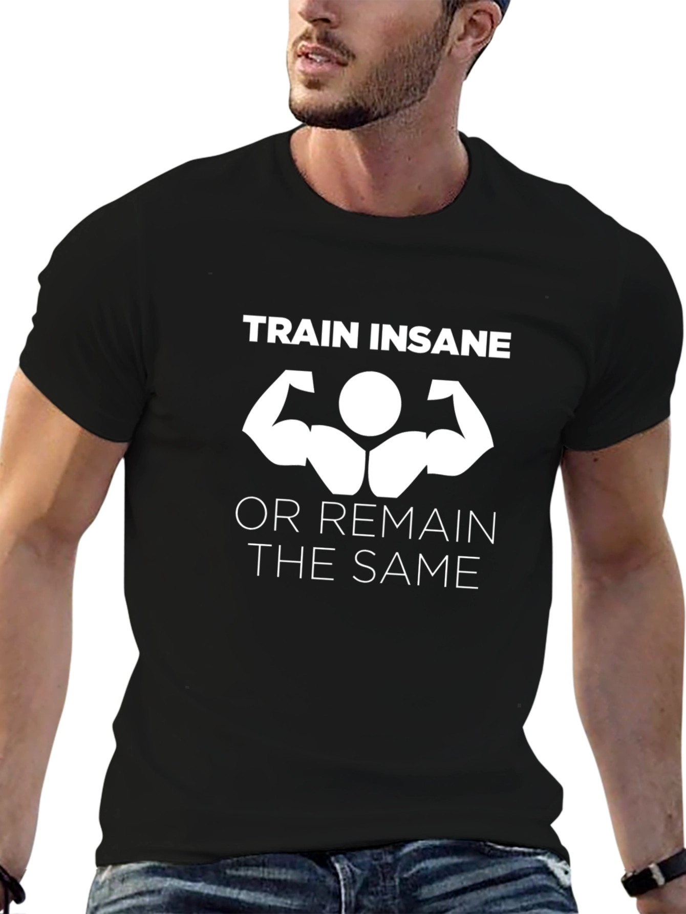 Train Insane Black Graphic Tee for Fitness Lovers