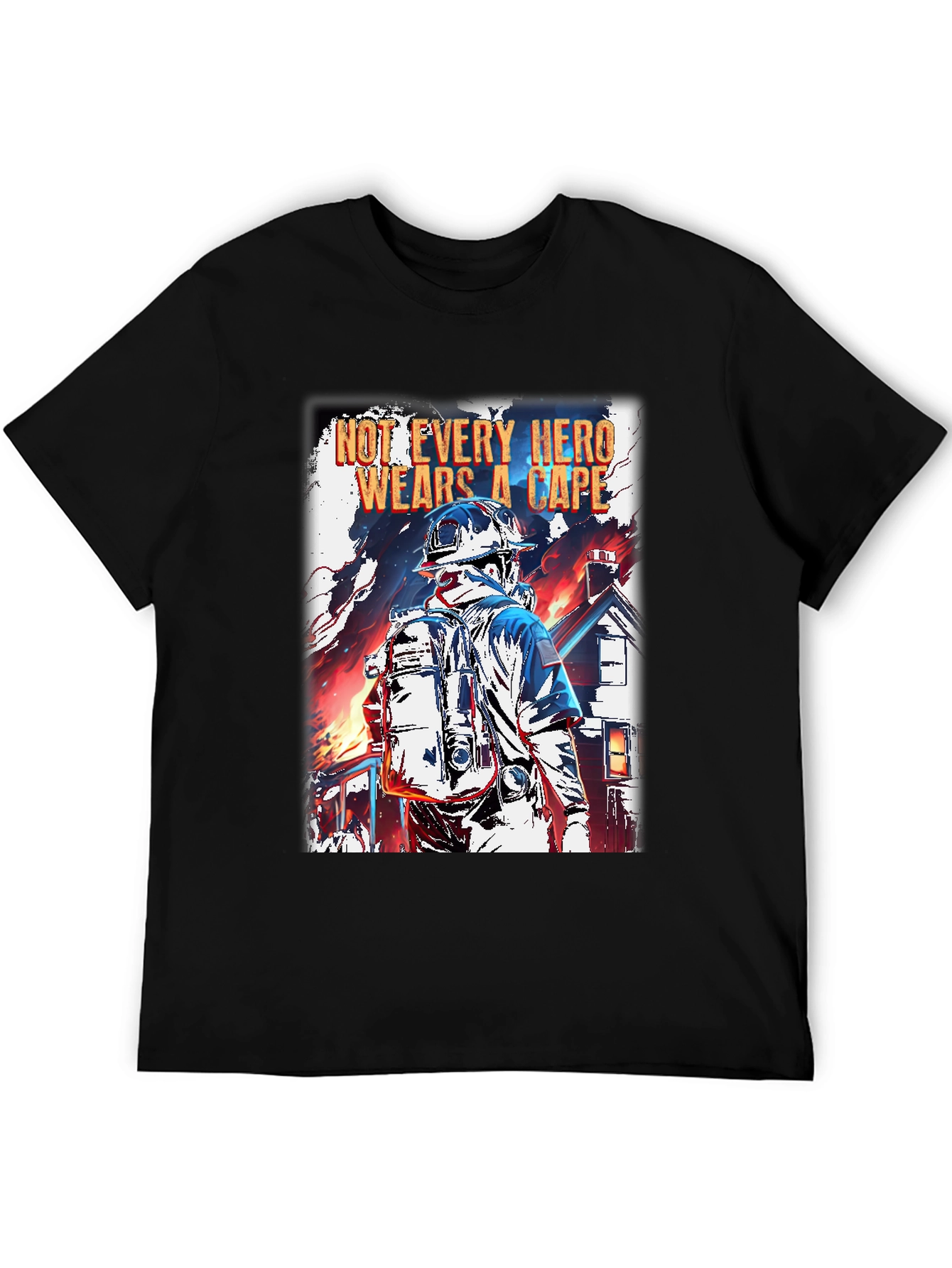 Hero Firefighter Graphic T-Shirt - Black
