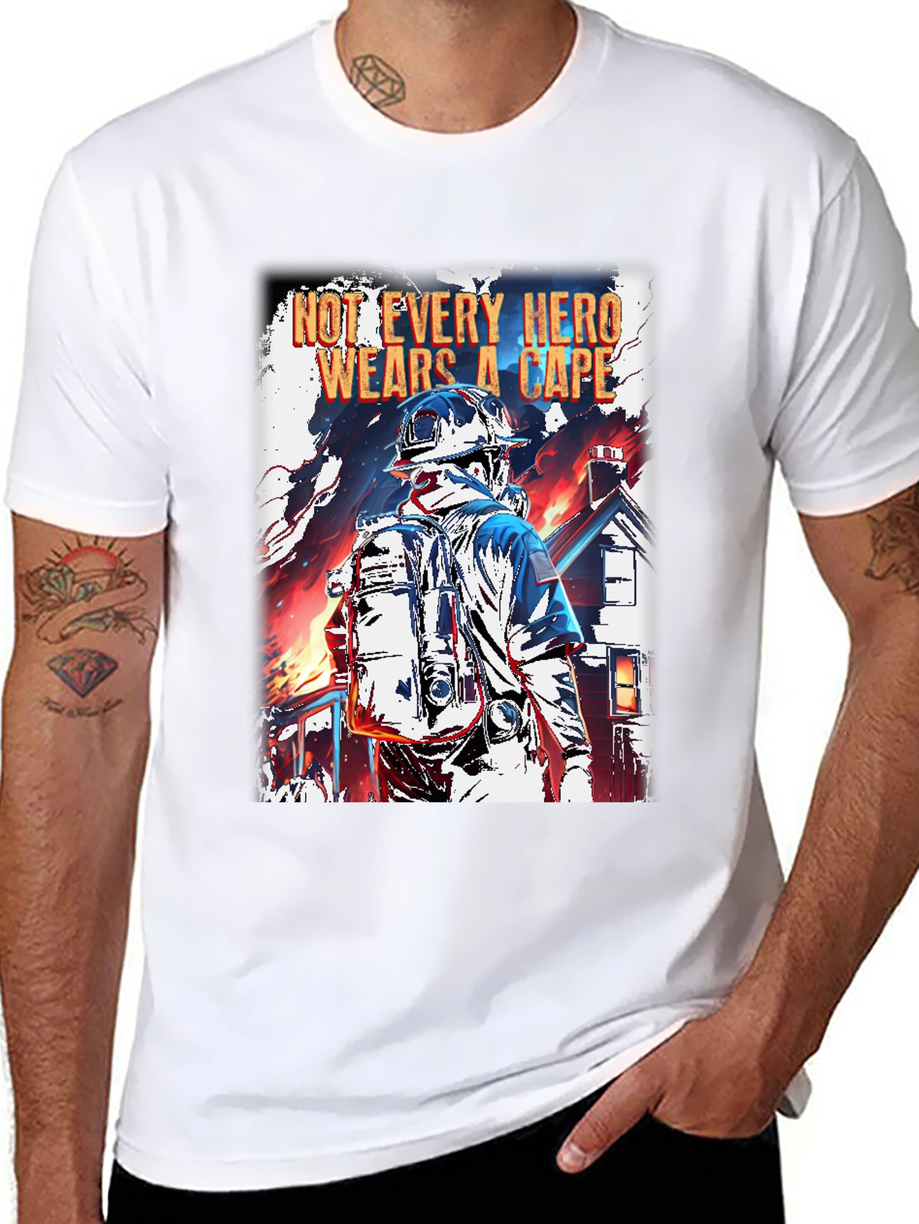 Hero Firefighter Graphic T-Shirt - Black
