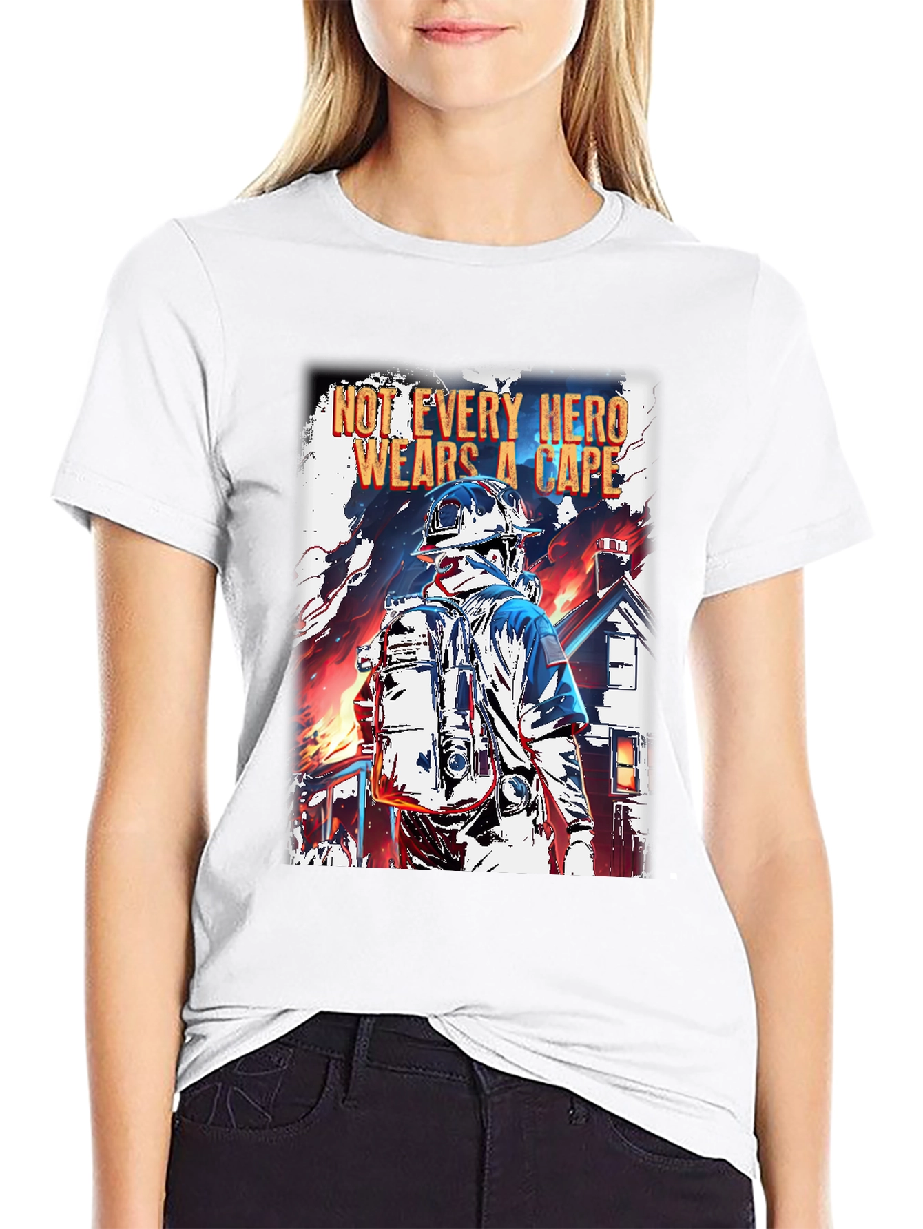 Hero Firefighter Graphic T-Shirt - Black