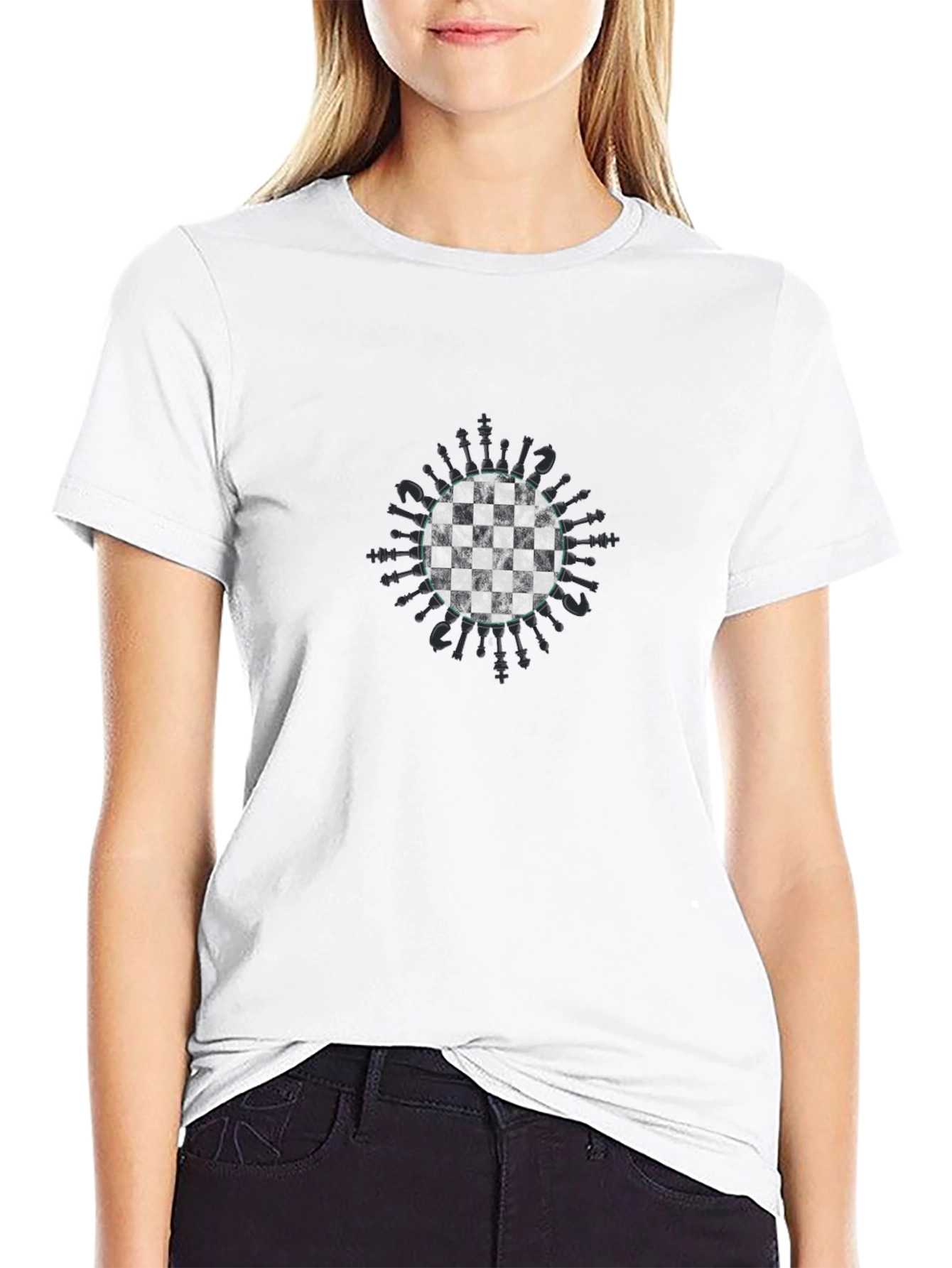 Chessboard & Pieces Graphic Tee - Unique Design!
