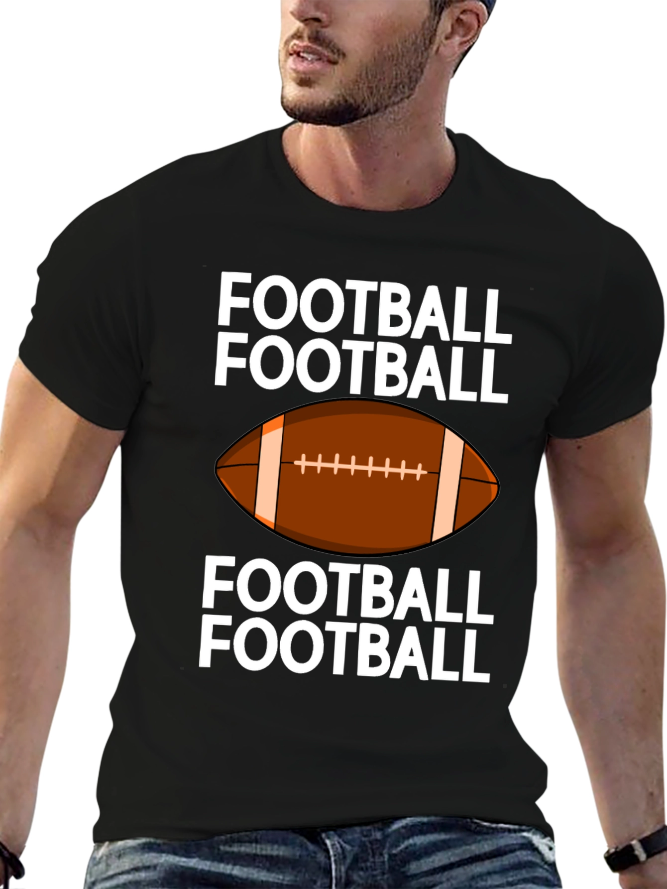 Football Graphic T-Shirt - Black Tee