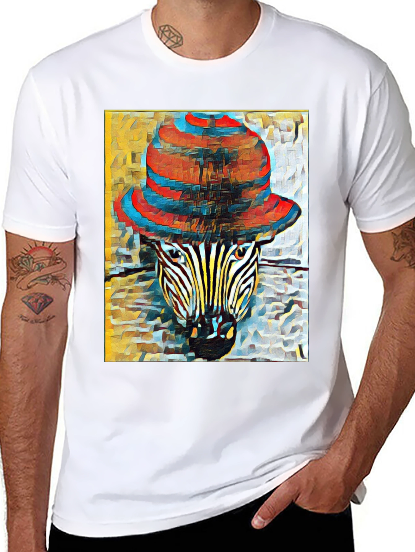 Zebra in Hat Graphic T-Shirt