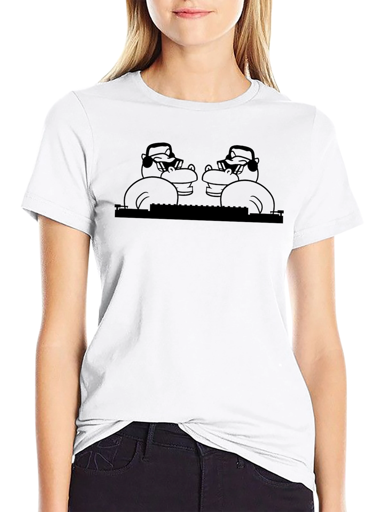 DJ Hippo Graphic T-Shirt - Black