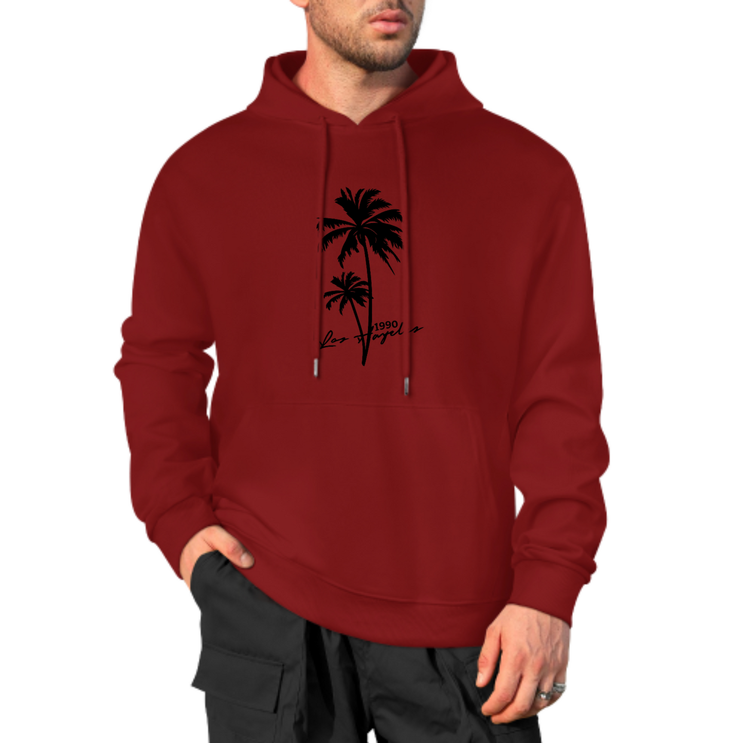 Palm Tree Graphic Hoodie, Summer Vibes Sweatshirt, Stylish Black Hoodie for Beach Lovers, Casual & Trendy Streetwear, Unisex Fashion Hoodie