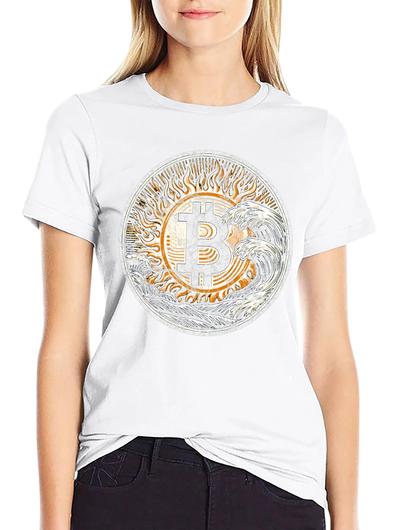 Bitcoin Sun Graphic Tee - Trendy Crypto Shirt
