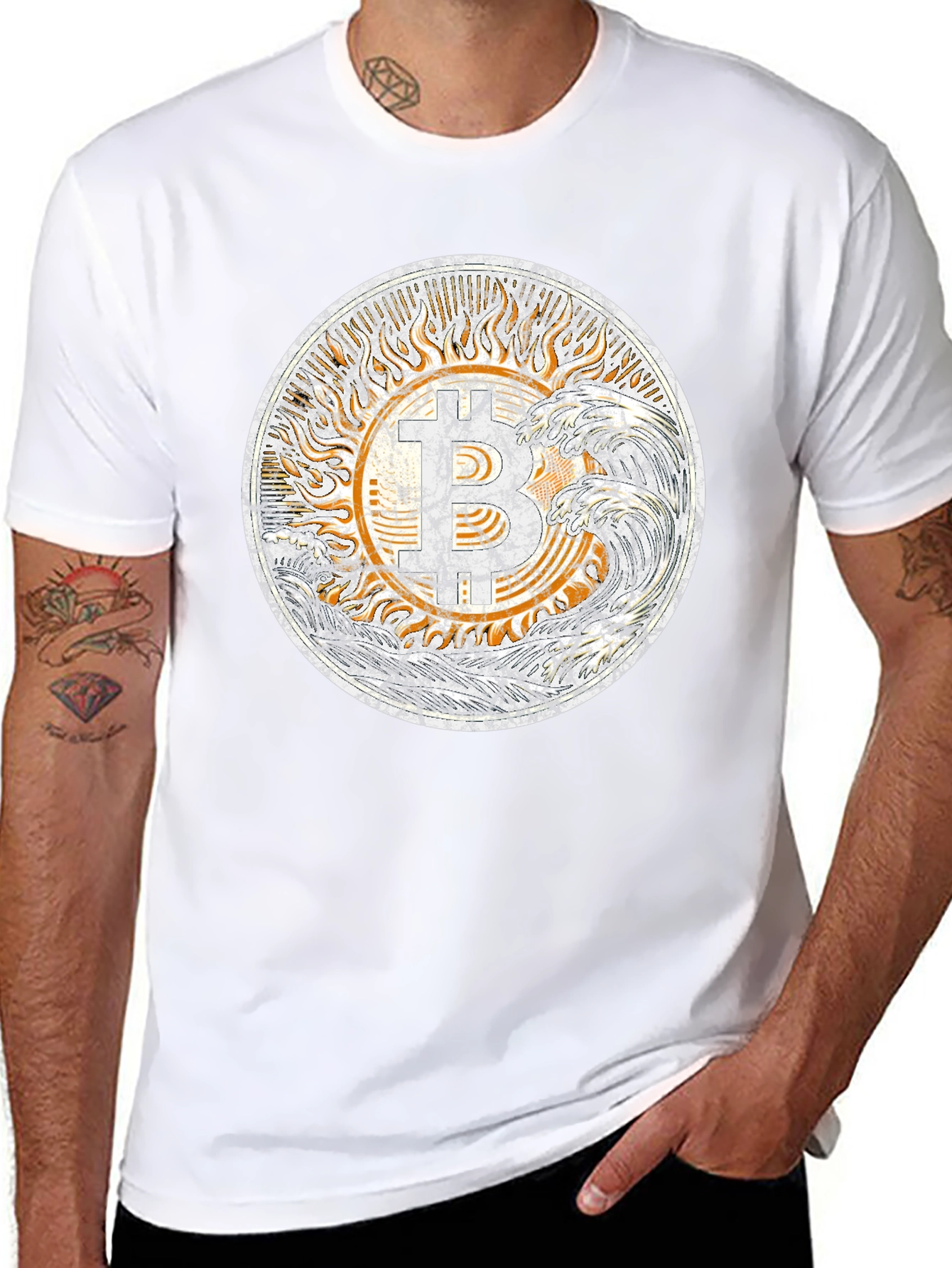 Bitcoin Sun Graphic Tee - Trendy Crypto Shirt