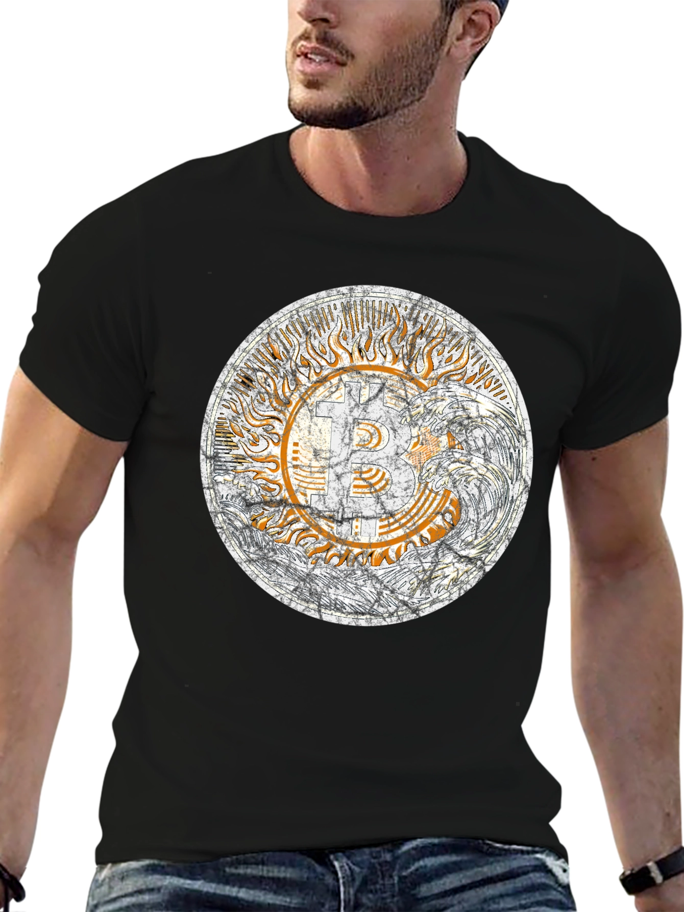 Bitcoin Sun Graphic Tee - Trendy Crypto Shirt