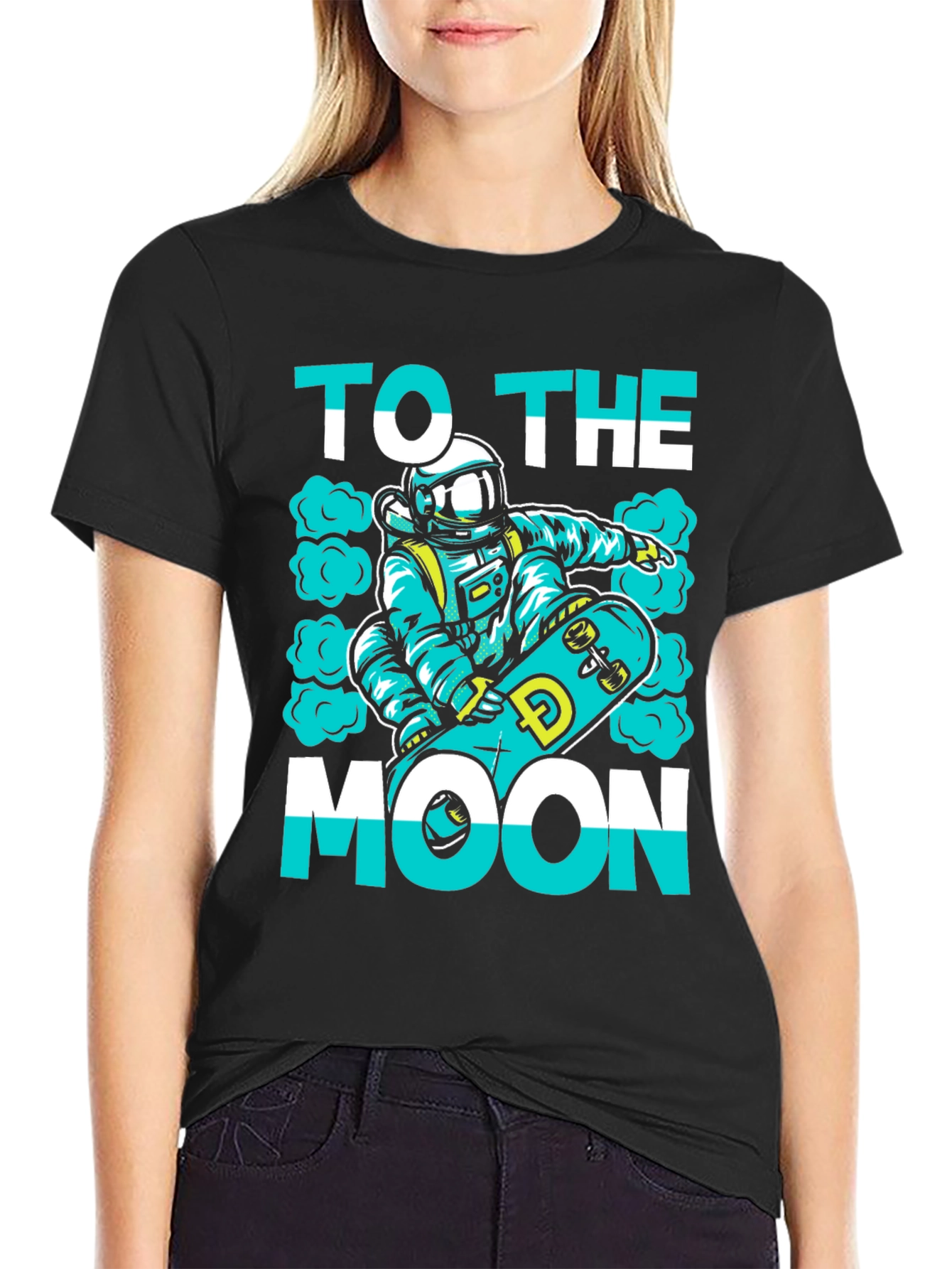 To The Moon Skater Astronaut Black T-Shirt