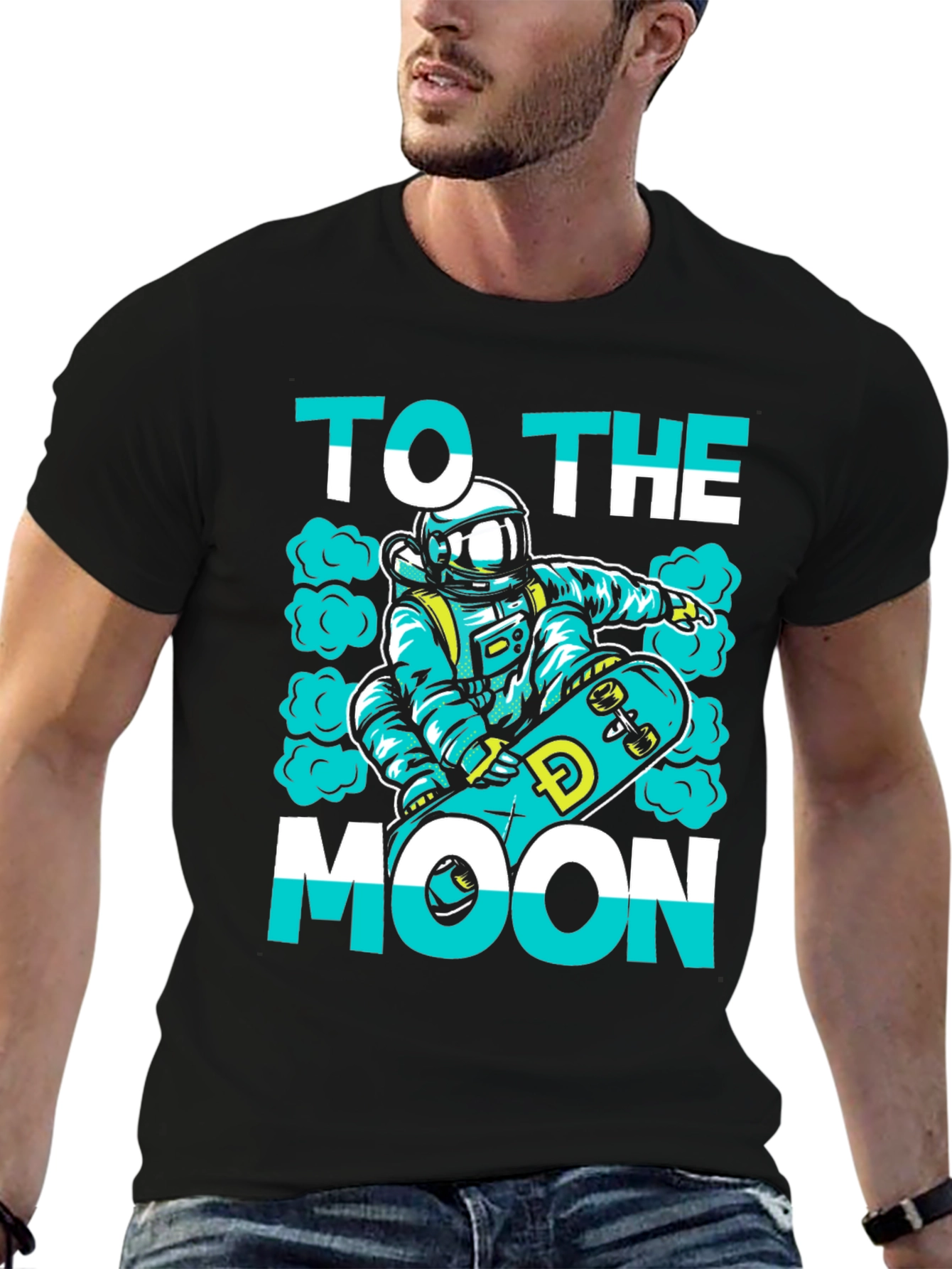 To The Moon Skater Astronaut Black T-Shirt