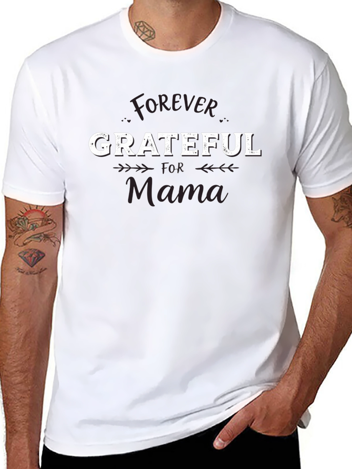 Forever Grateful Mama Black Graphic Tee