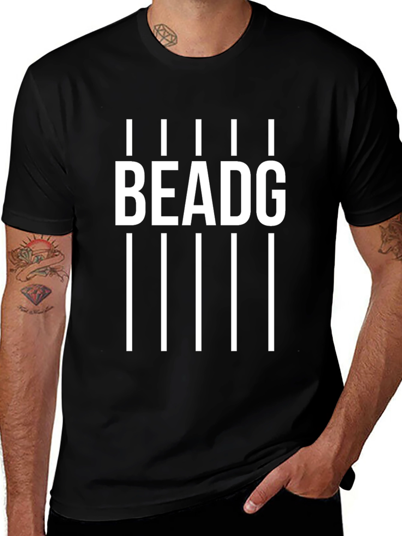 BEADG Graphic Print Mens Black T-Shirt