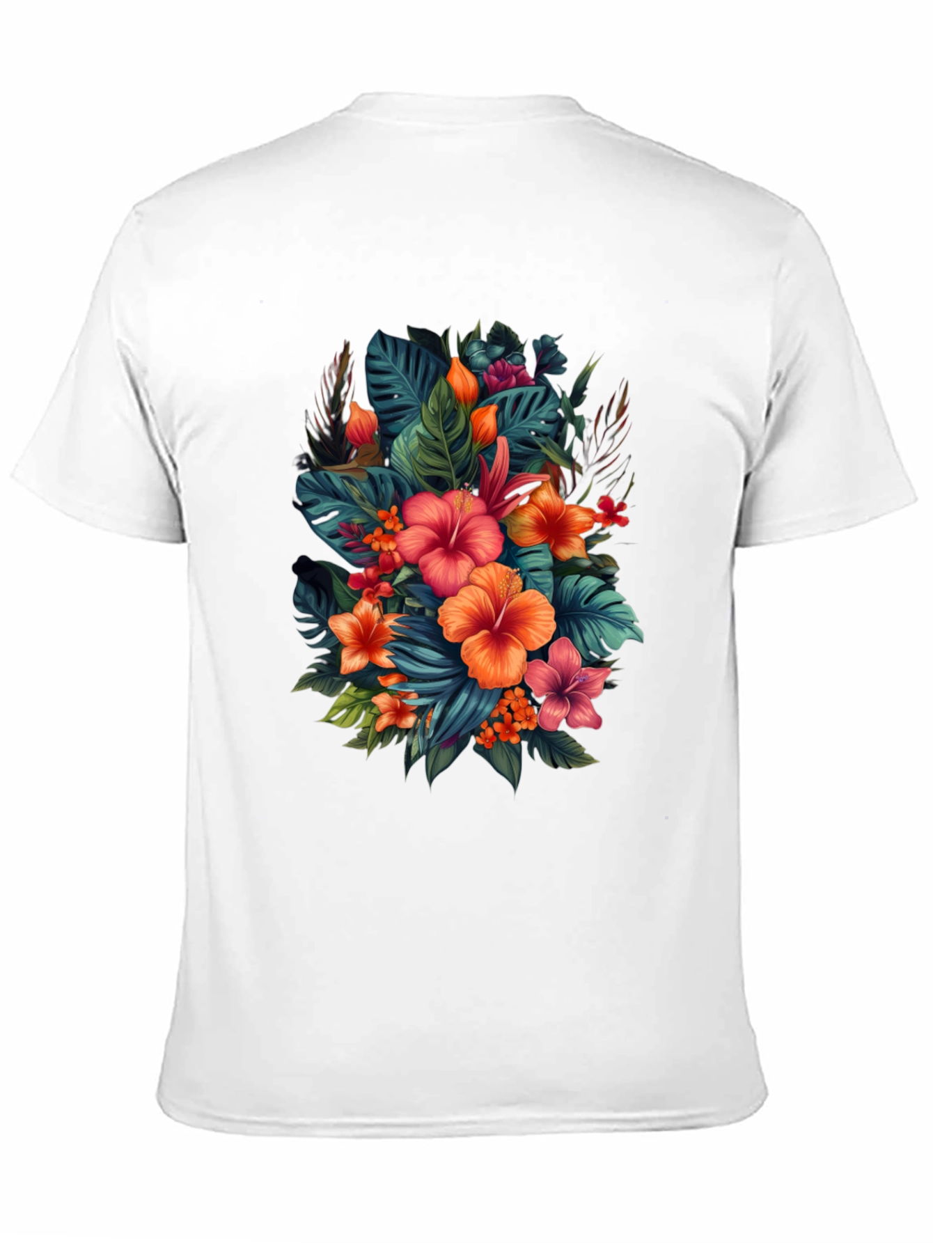 Tropical Floral Print Black T-Shirt