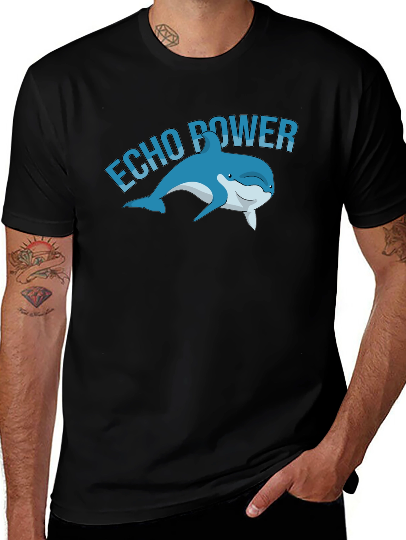 Echo Power Dolphin Graphic Tee - Black
