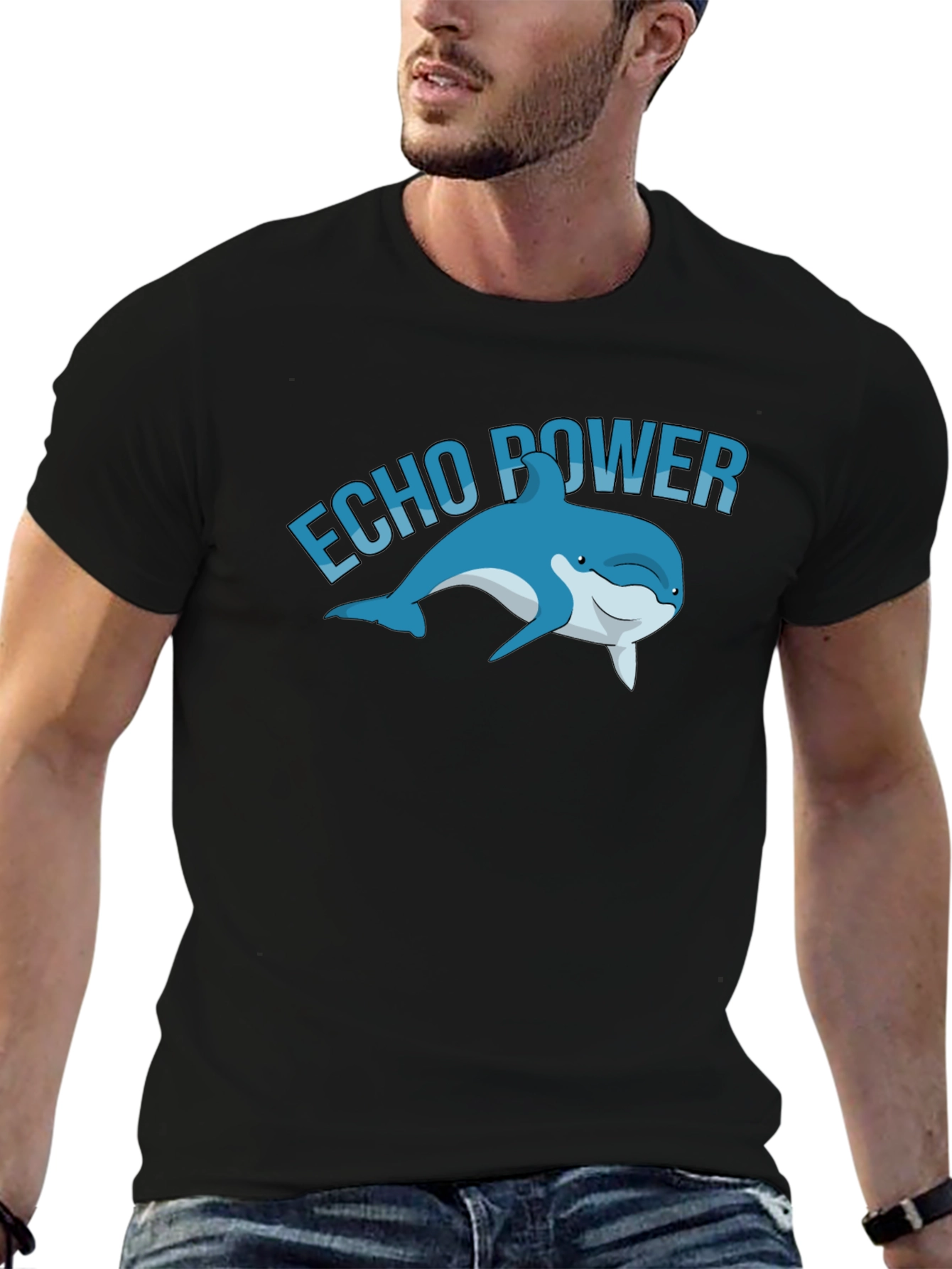 Echo Power Dolphin Graphic Tee - Black