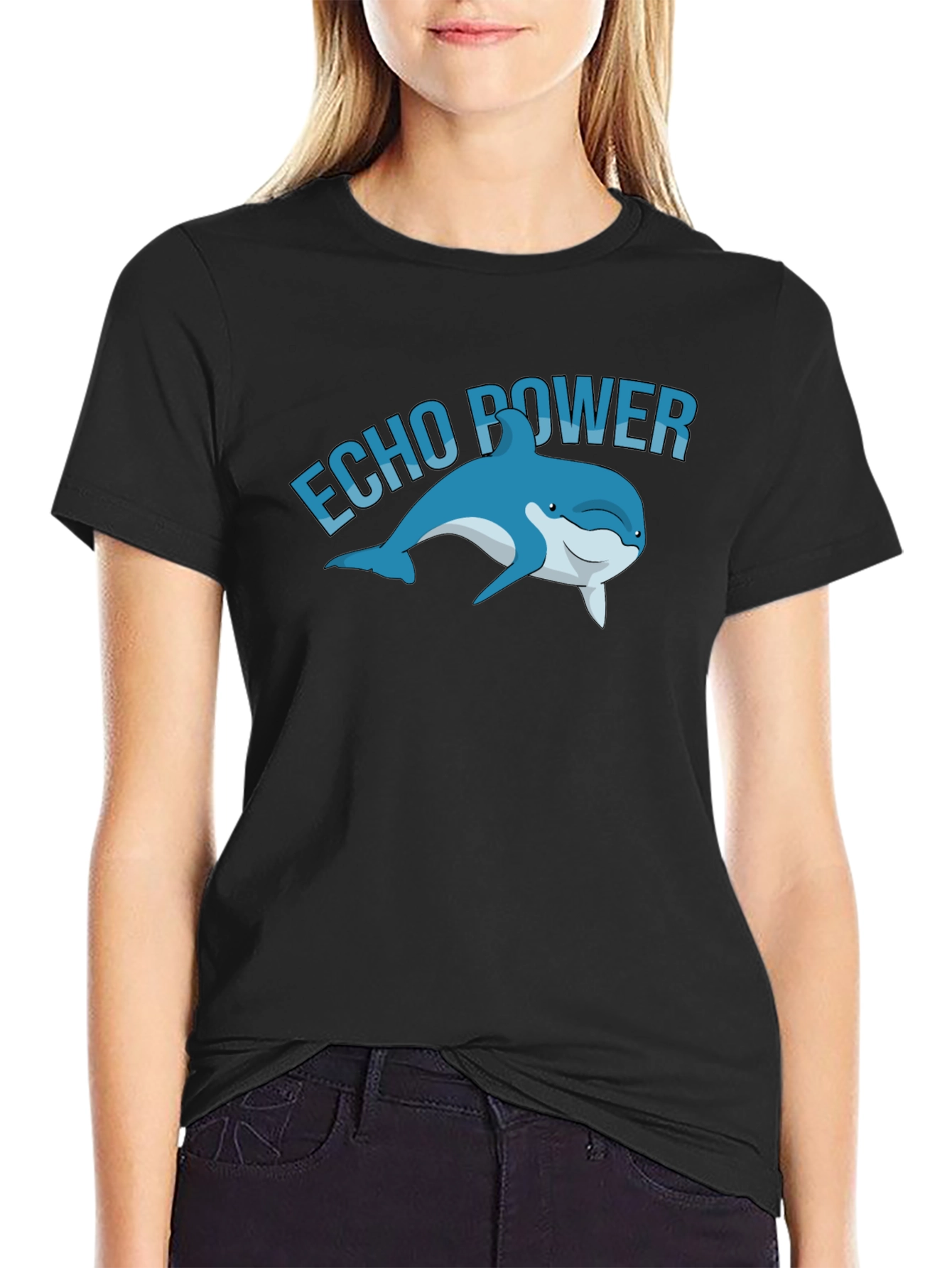 Echo Power Dolphin Graphic Tee - Black