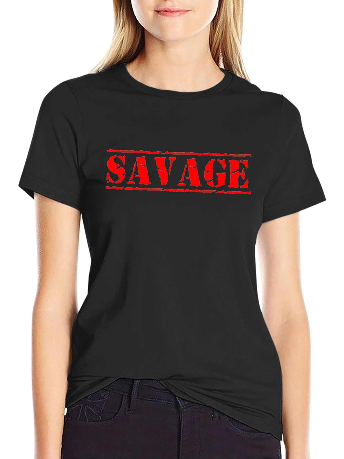 Savage Graphic Tee - Black Cotton Blend T-Shirt
