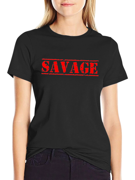 Savage Graphic Tee - Black Cotton Blend T-Shirt