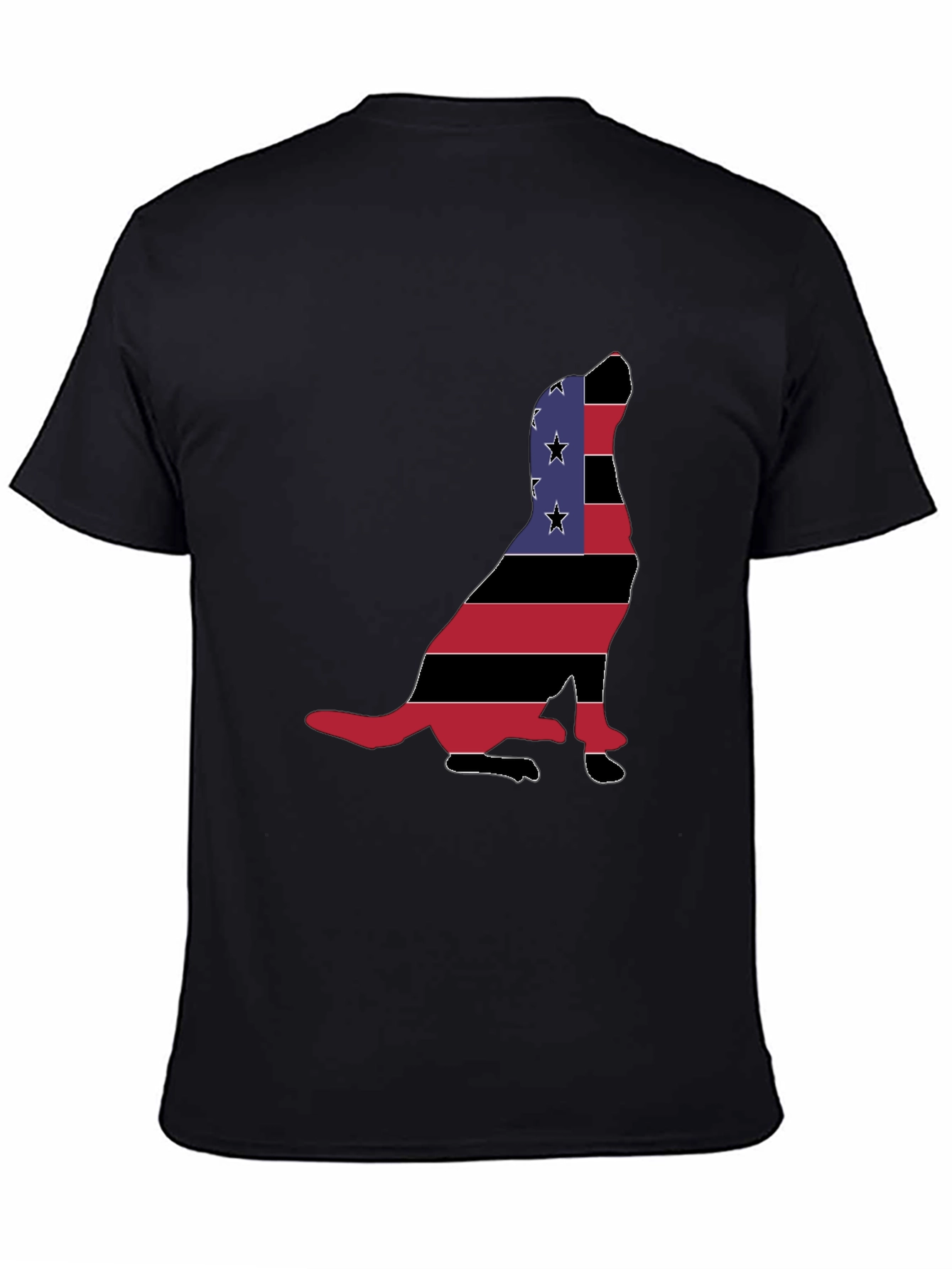 Patriotic Dog Silhouette Mens Black T-Shirt