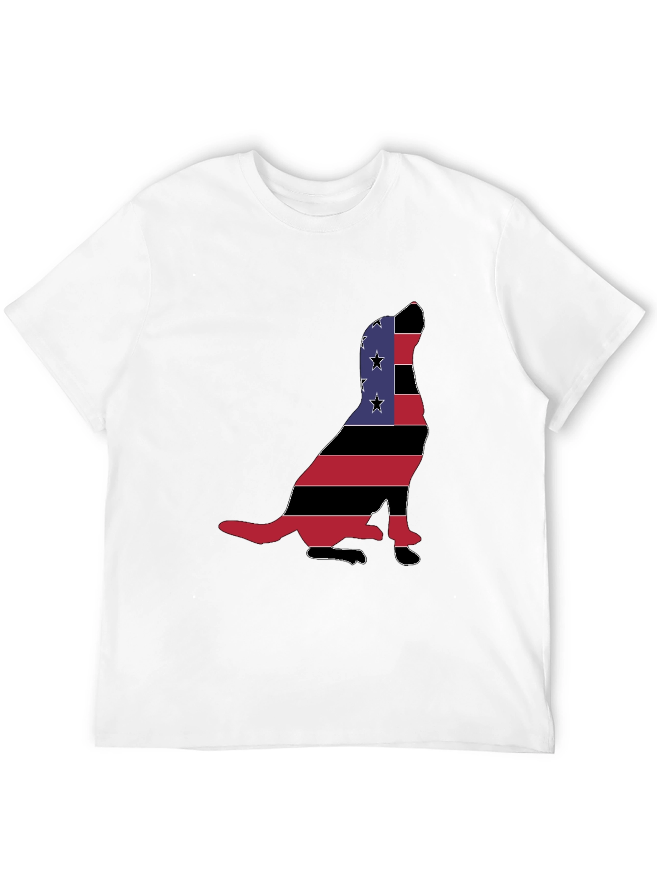Patriotic Dog Silhouette Mens Black T-Shirt