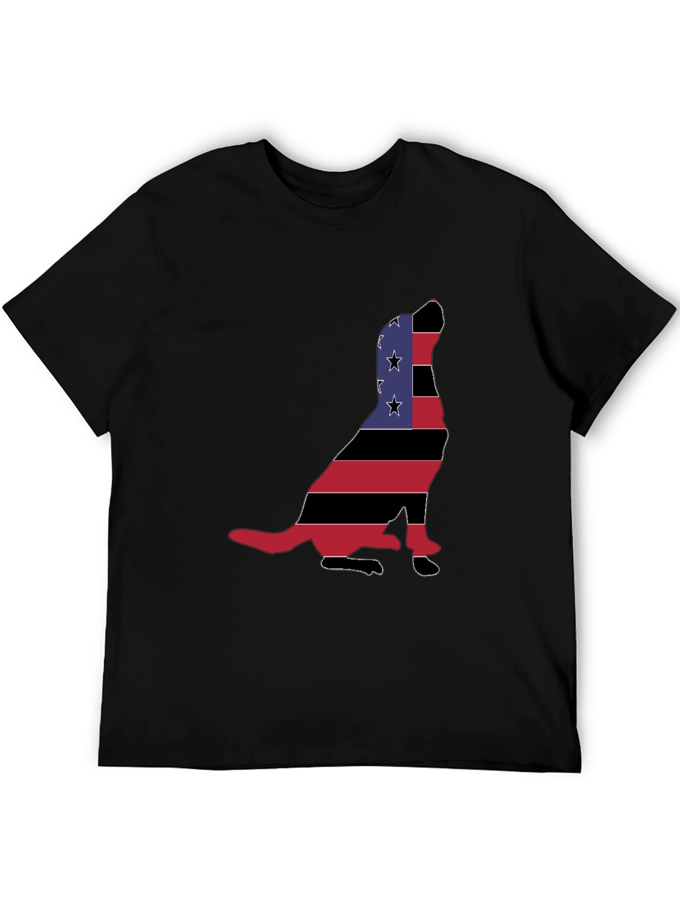 Patriotic Dog Silhouette Mens Black T-Shirt