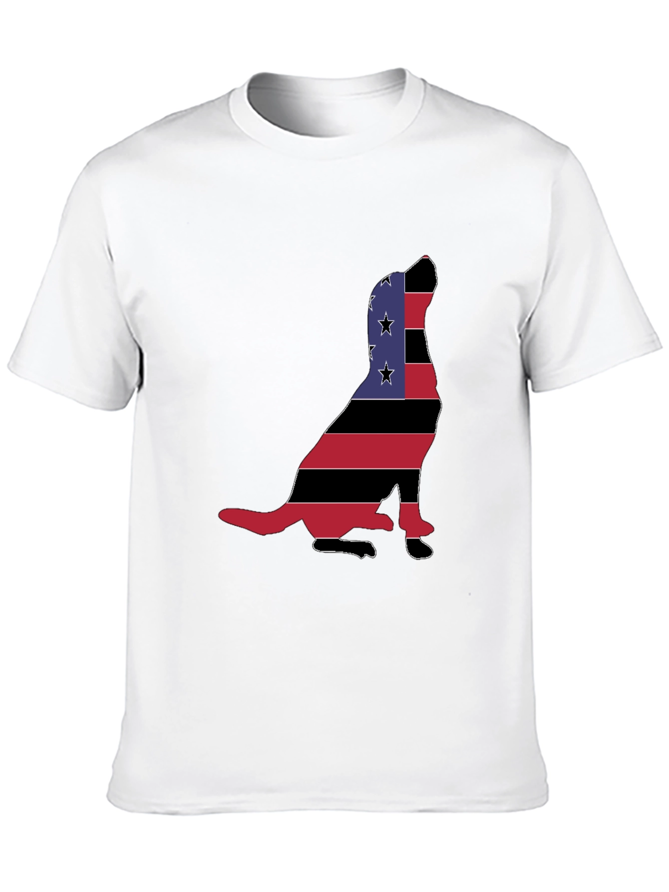 Patriotic Dog Silhouette Mens Black T-Shirt