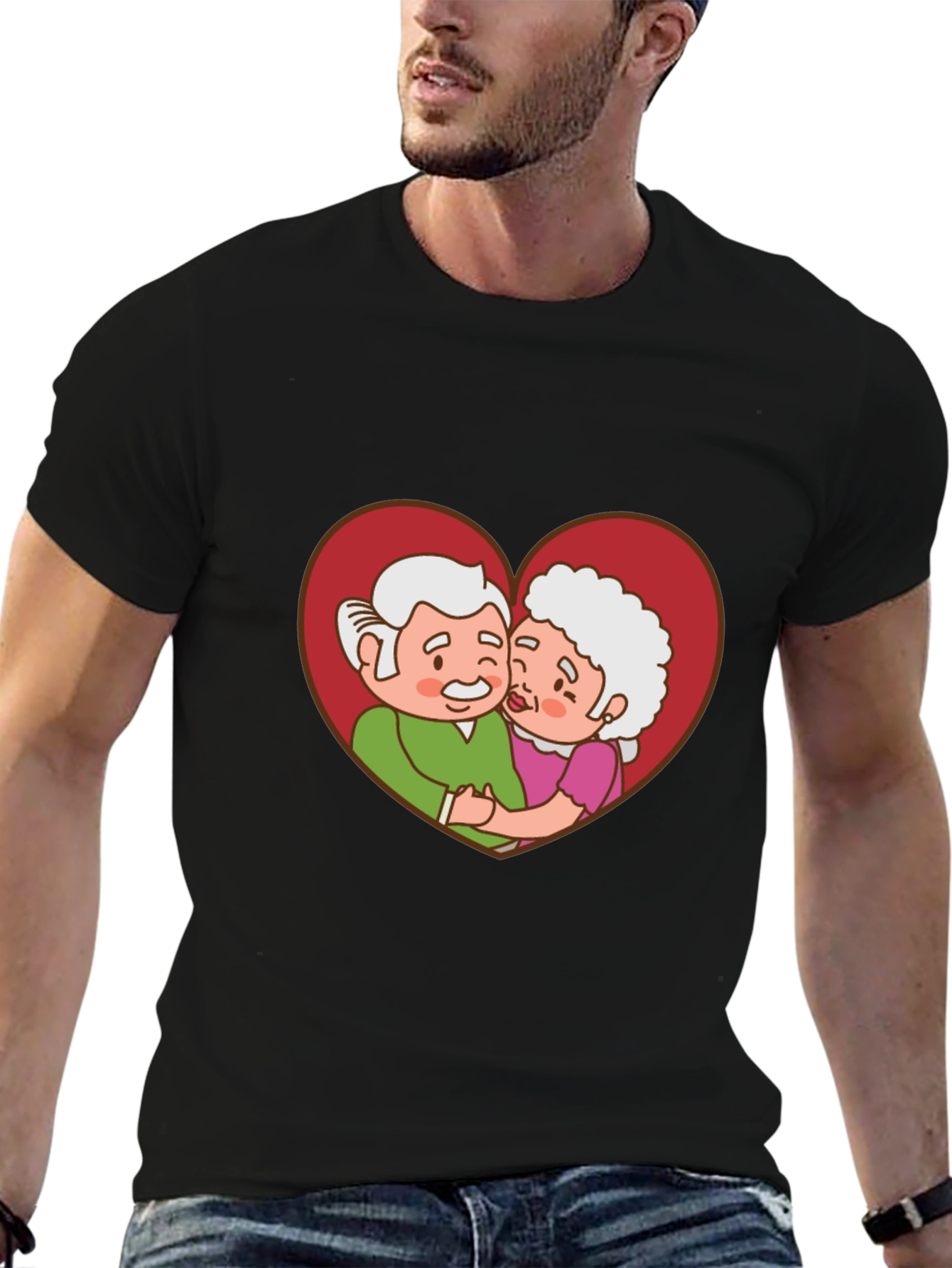 Cute Cartoon Grandparents Heart T-Shirt