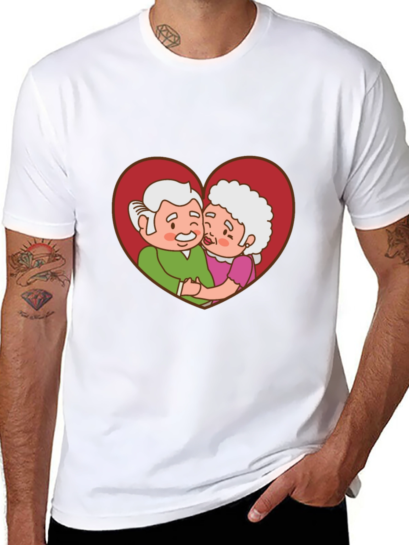 Cute Cartoon Grandparents Heart T-Shirt