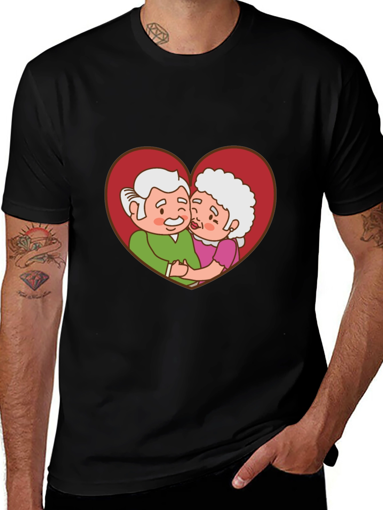 Cute Cartoon Grandparents Heart T-Shirt
