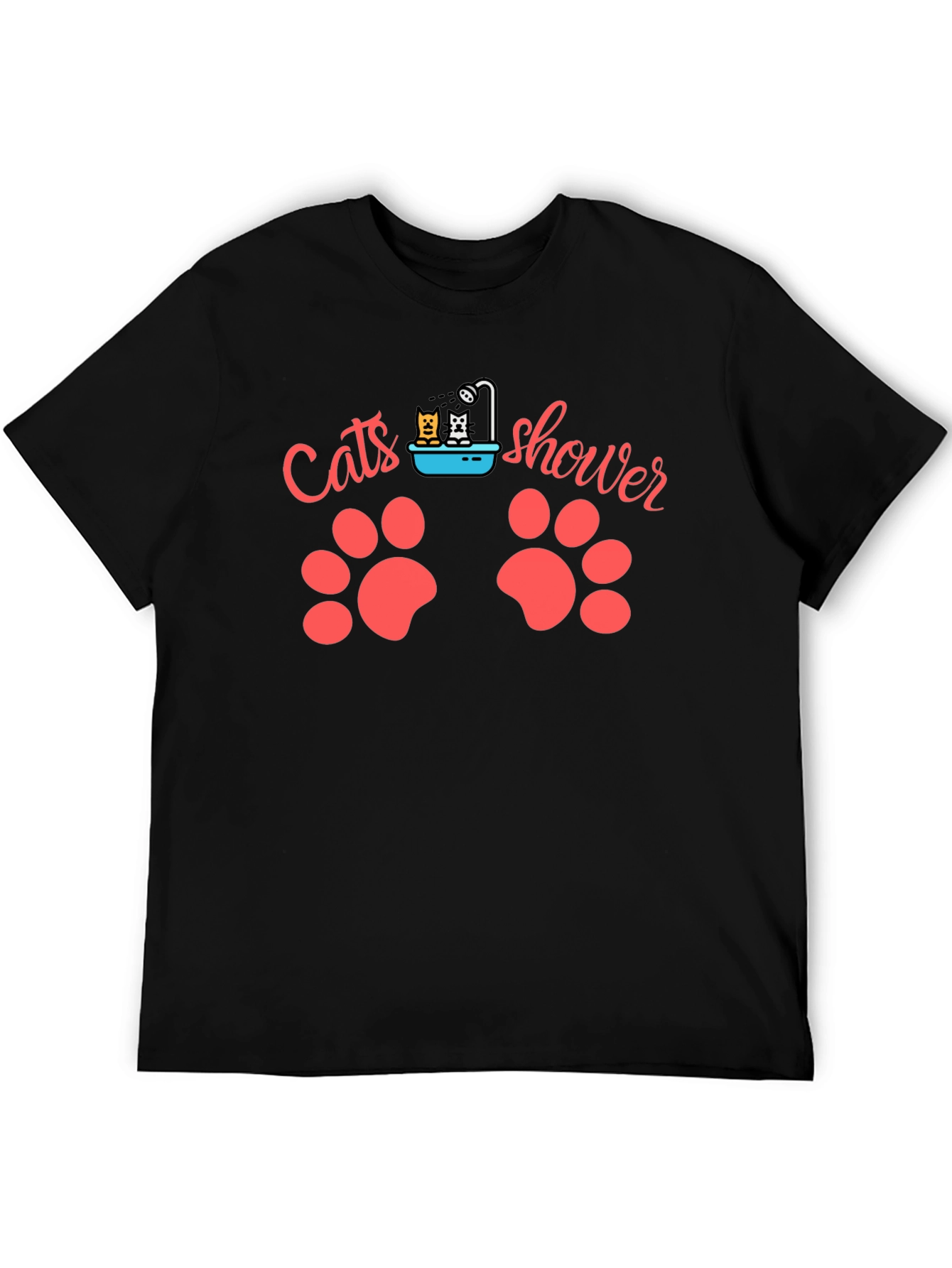 Cats Shower Funny T-Shirt Black