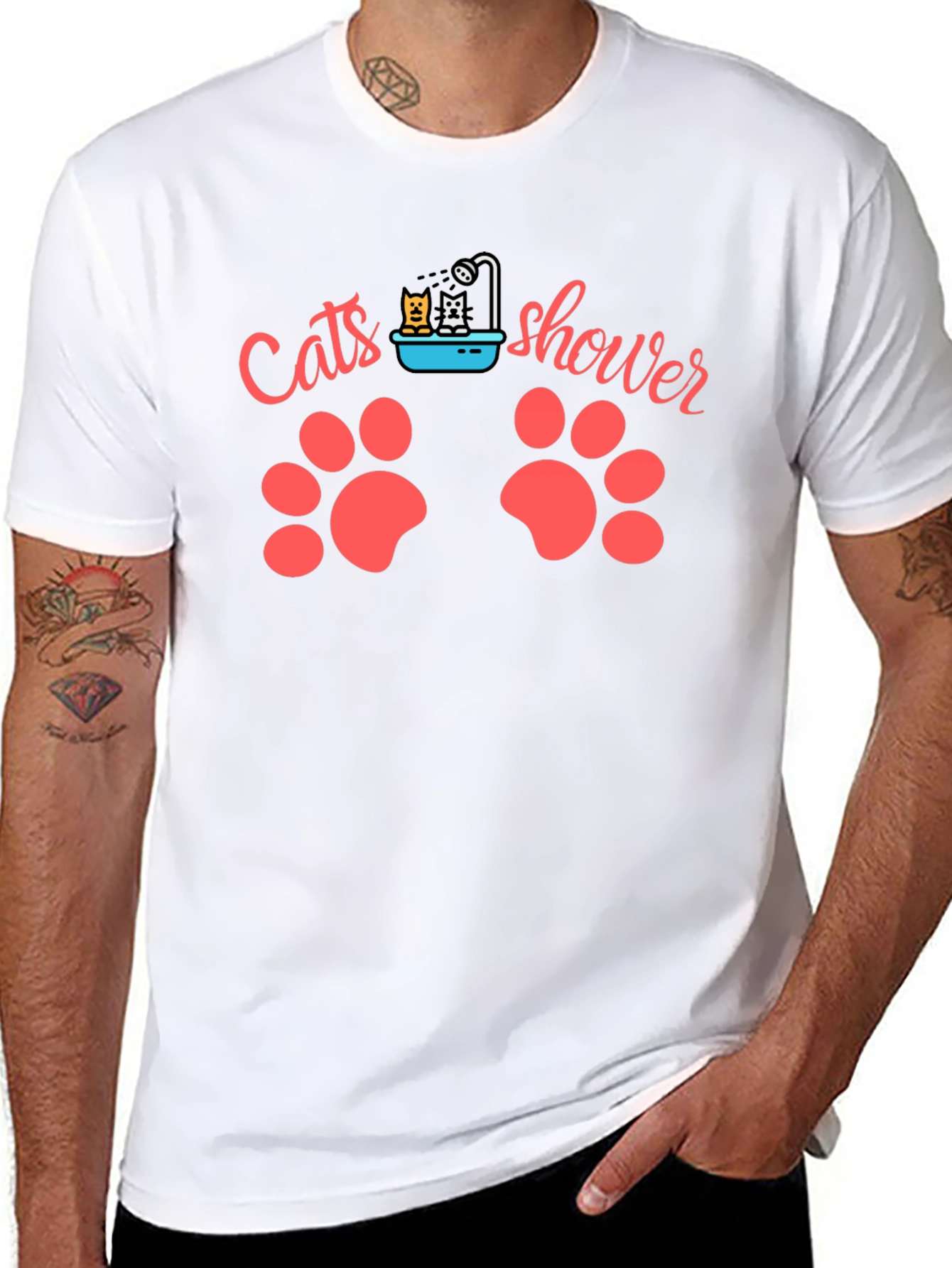 Cats Shower Funny T-Shirt Black