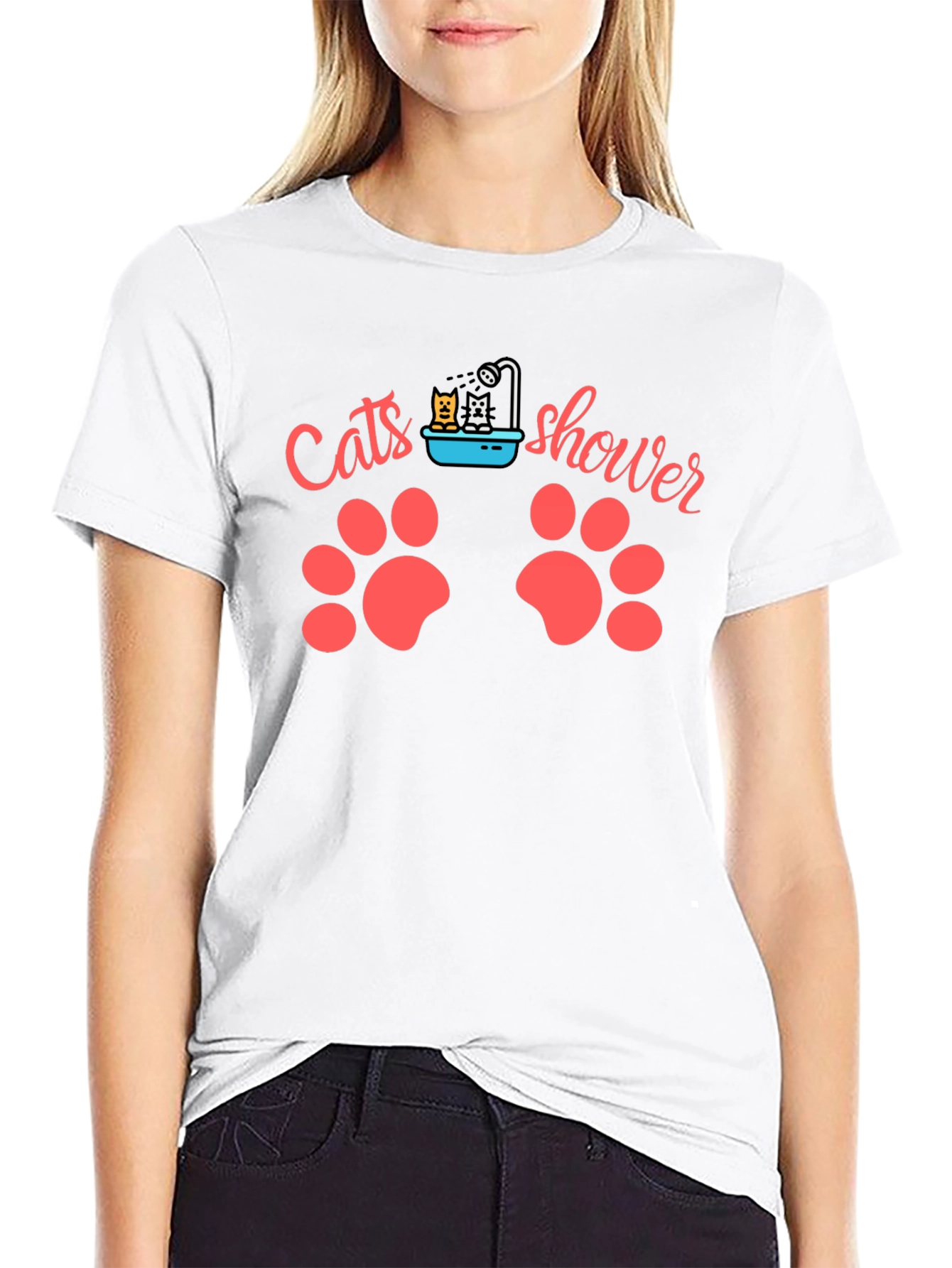 Cats Shower Funny T-Shirt Black