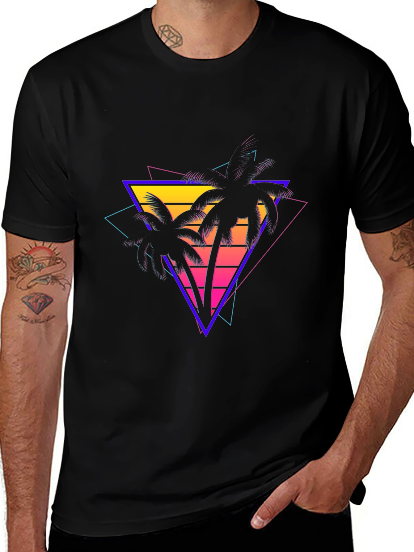 Retro Palm Tree T-Shirt - 80s Style Graphic Tee