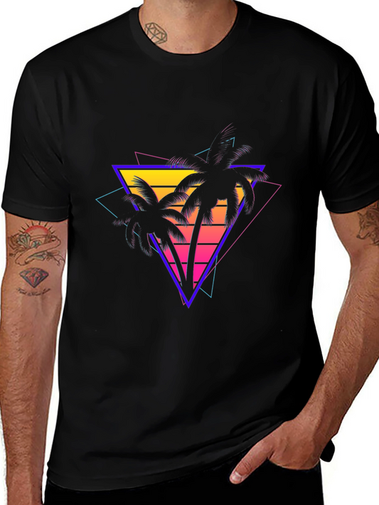 Retro Palm Tree T-Shirt - 80s Style Graphic Tee