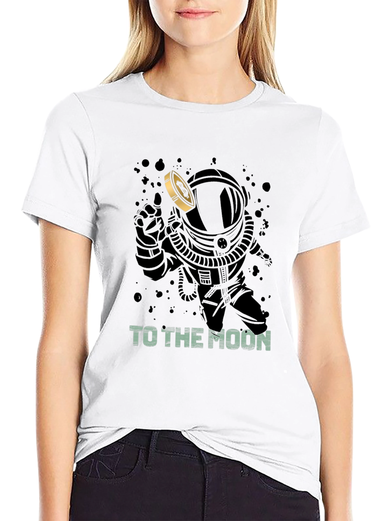To The Moon Astronaut Graphic T-Shirt - Black